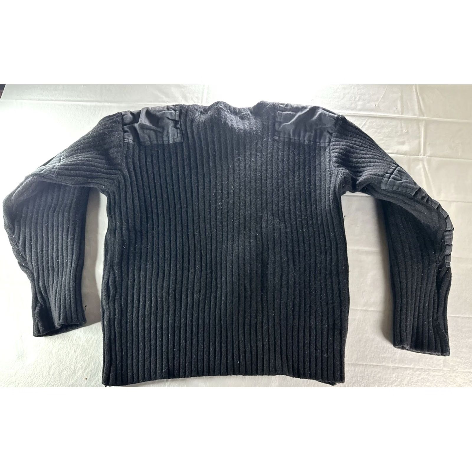 Rothco Rothco Black 100% Wool Ribbed Crew Neck Sweater Mens 52 Elbow & Shoulder Patches Size US M / EU 48-50 / 2 - 2 Thumbnail