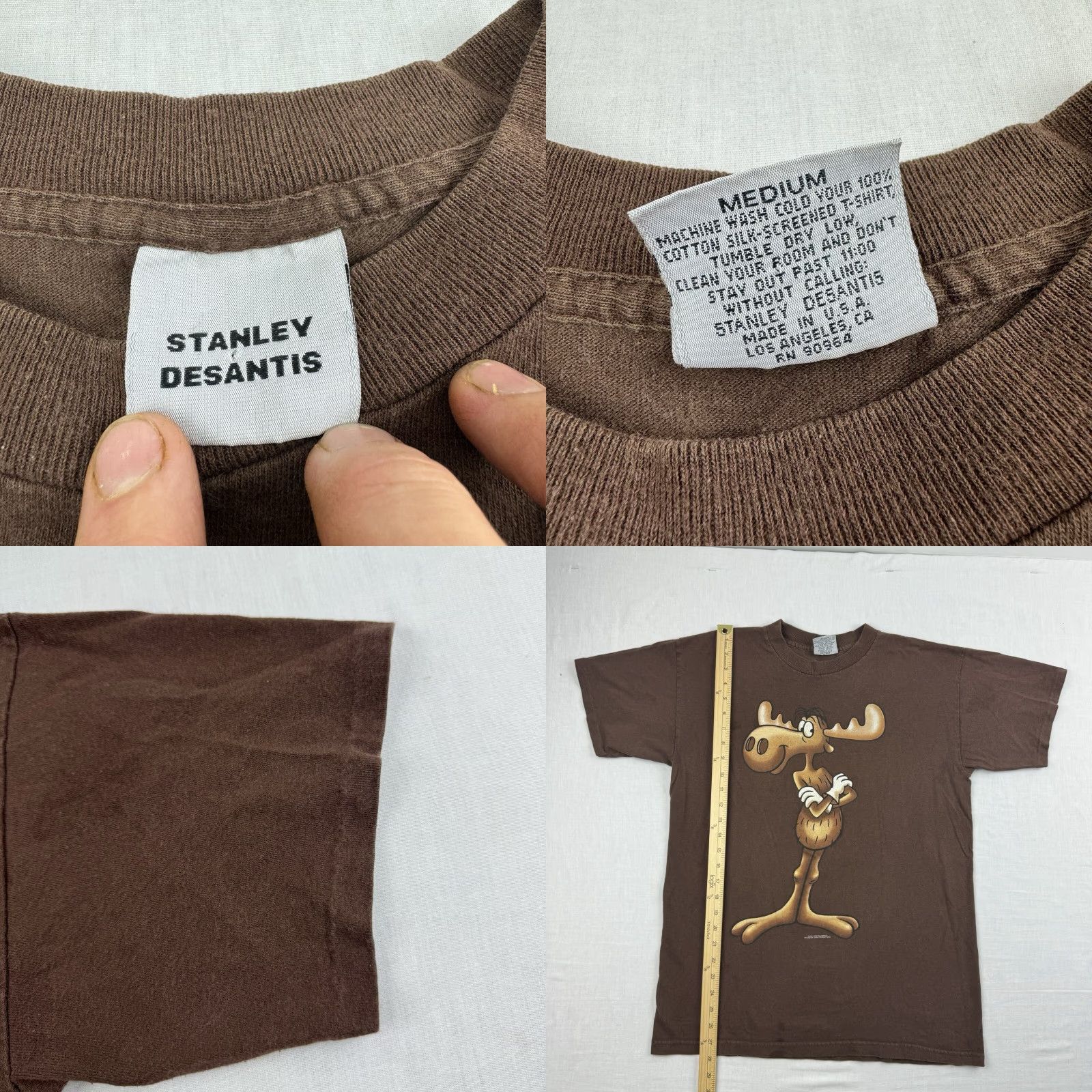 Vintage VINTAGE Stanley Desantis T-Shirt Adult Medium Brown Graphic Print 90s Cartoon Mens Size US M / EU 48-50 / 2 - 8 Thumbnail