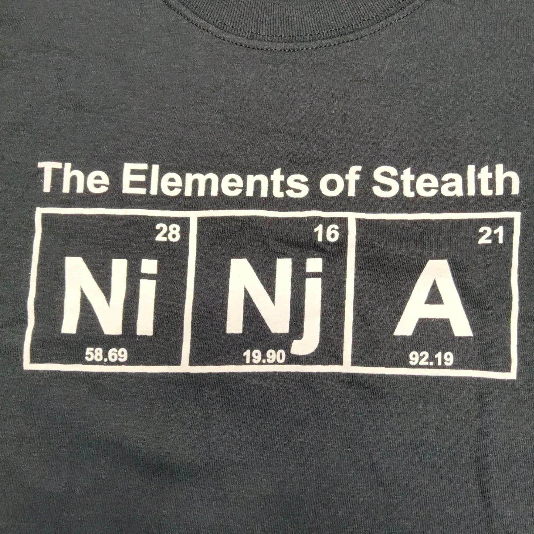 Gildan NINJA The Elements of Surprise Ni Nj A Periodic Table Humor Men 3XL T-Shirt NEW Black Short Sleeve Crew Neck Graphic Tee Size US XXL / EU 58 / 5 - 3 Thumbnail