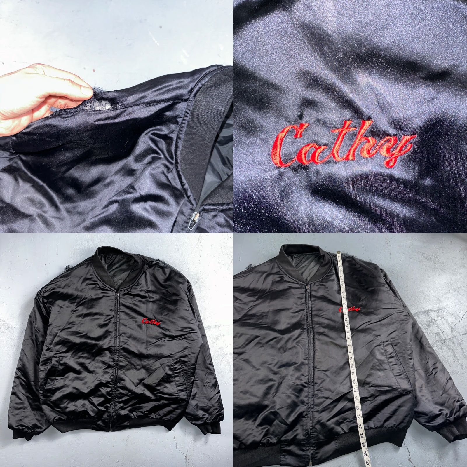 Vintage VINTAGE Satin Korea Rose Band Jacket XL USA Bomber Jacket Black Men Size US XL / EU 56 / 4 - 8 Thumbnail