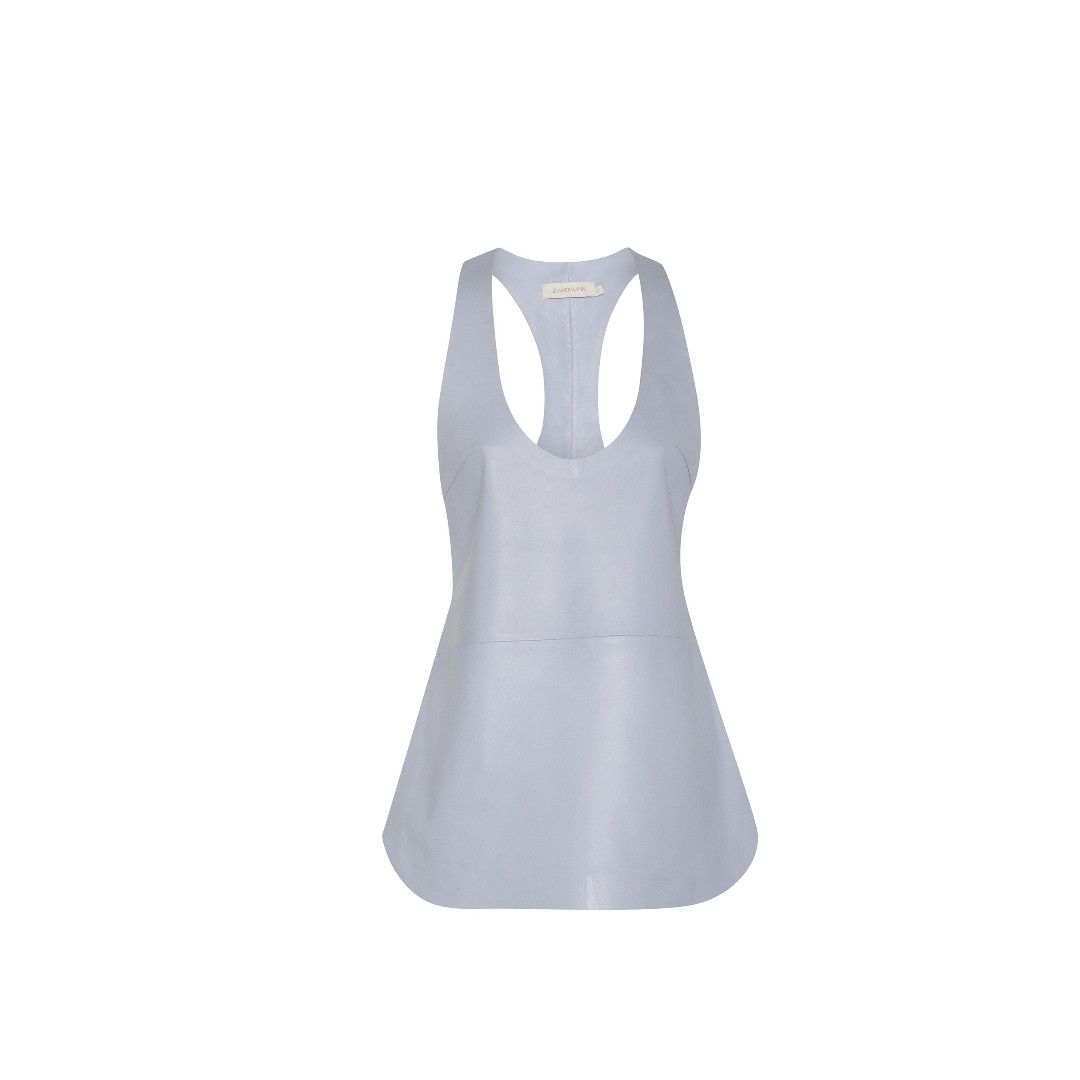 Zimmermann oc11z0525 Scooped Leather Tank Top in Blue Size S / US 4 / IT 40 - 1 Thumbnail