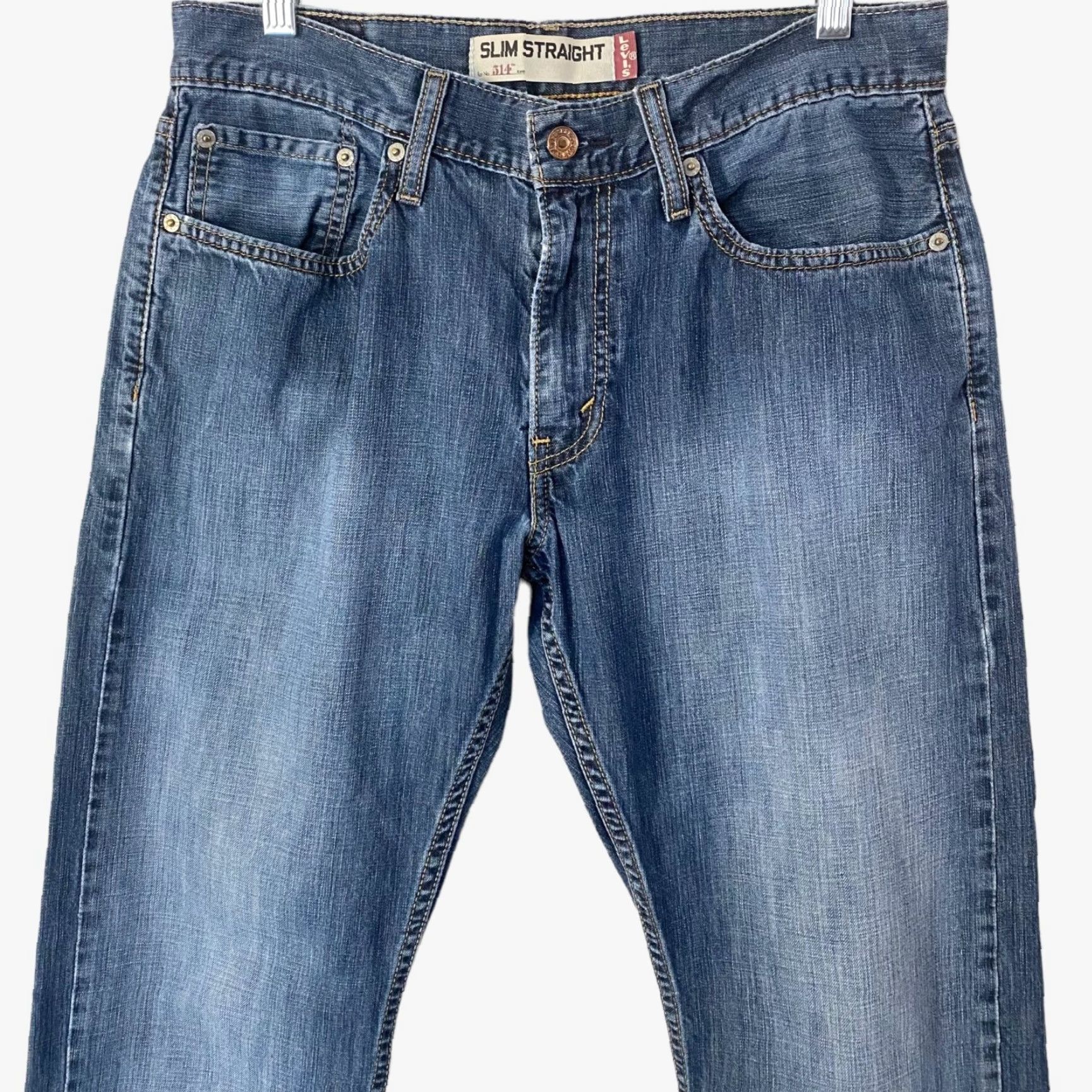 Levi's Levi's 514 Slim Straight Jeans Mens 32X30 Blue Medium Wash Denim Size US 32 / EU 48 - 5 Thumbnail