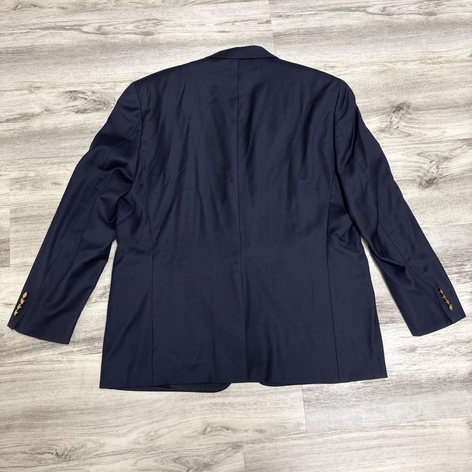 Ralph Lauren Gold Button Blue Wool Twill Blazer Mens 48R Spo