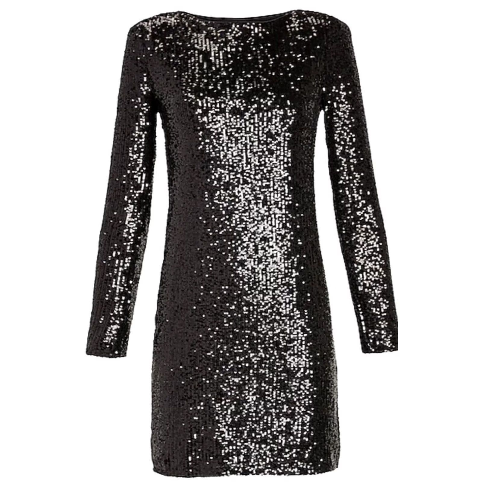 Express Express Mini Dress M Black Sequins Long Sleeves Cocktail Party Disco Club NWOT Size M / US 6-8 / IT 42-44 - 3 Thumbnail