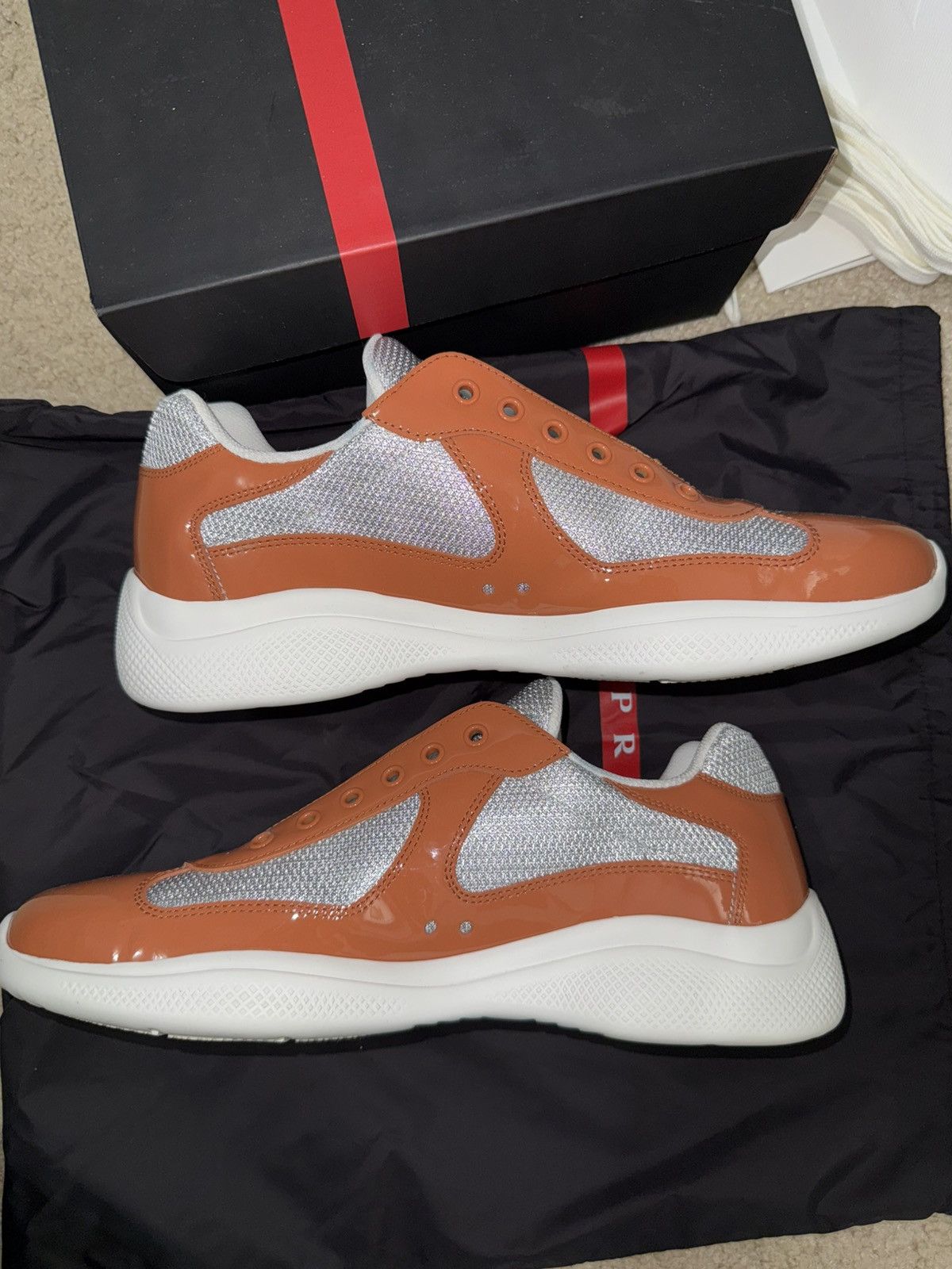 Prada Orange Prada American Cup Sneakers Size US 10 / EU 43 - 5 Thumbnail