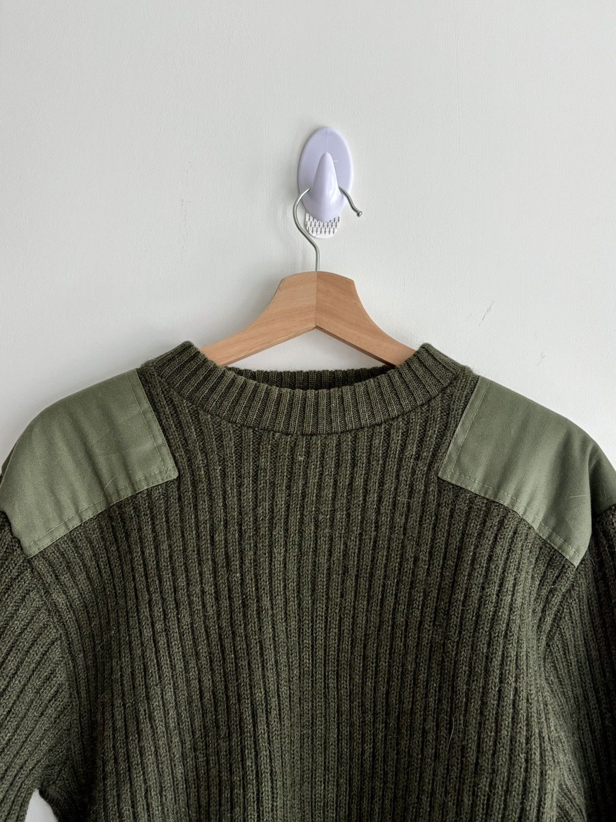 Other US Army Wool Ribbed Elbow Patch Military Sweater Olive Green Size US S / EU 44-46 / 1 - 2 Thumbnail