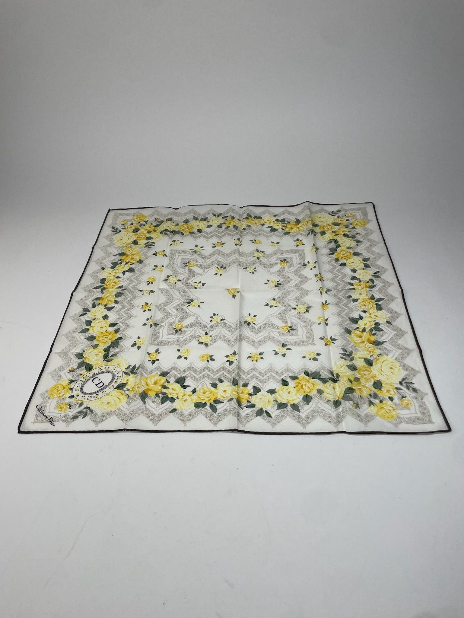 Dior Vintage Scarf White Grey Yellow Size ONE SIZE - 1 Thumbnail