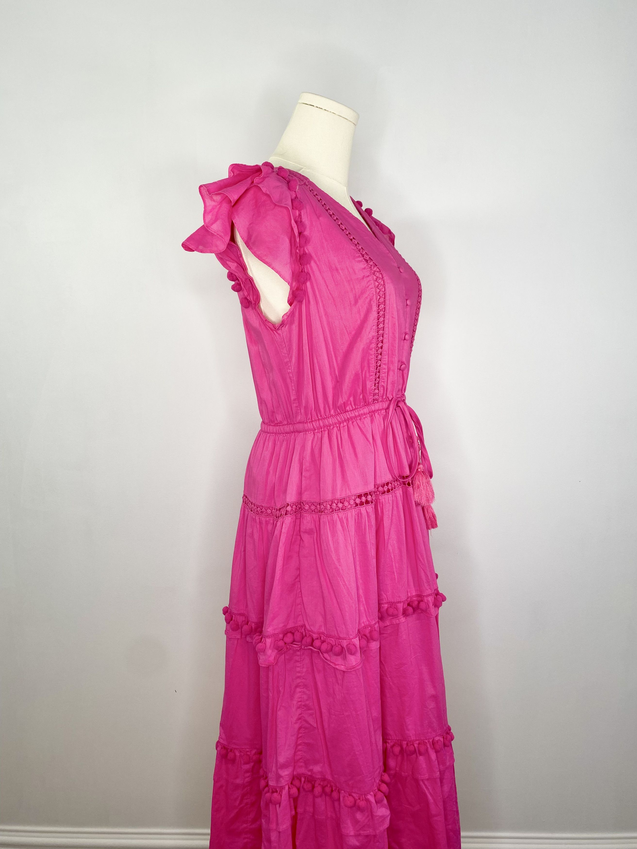 J.Crew J Crew - Pink Boho Flamenco Pom-Pom Maxi Dress Size S / US 4 / IT 40 - 4 Thumbnail