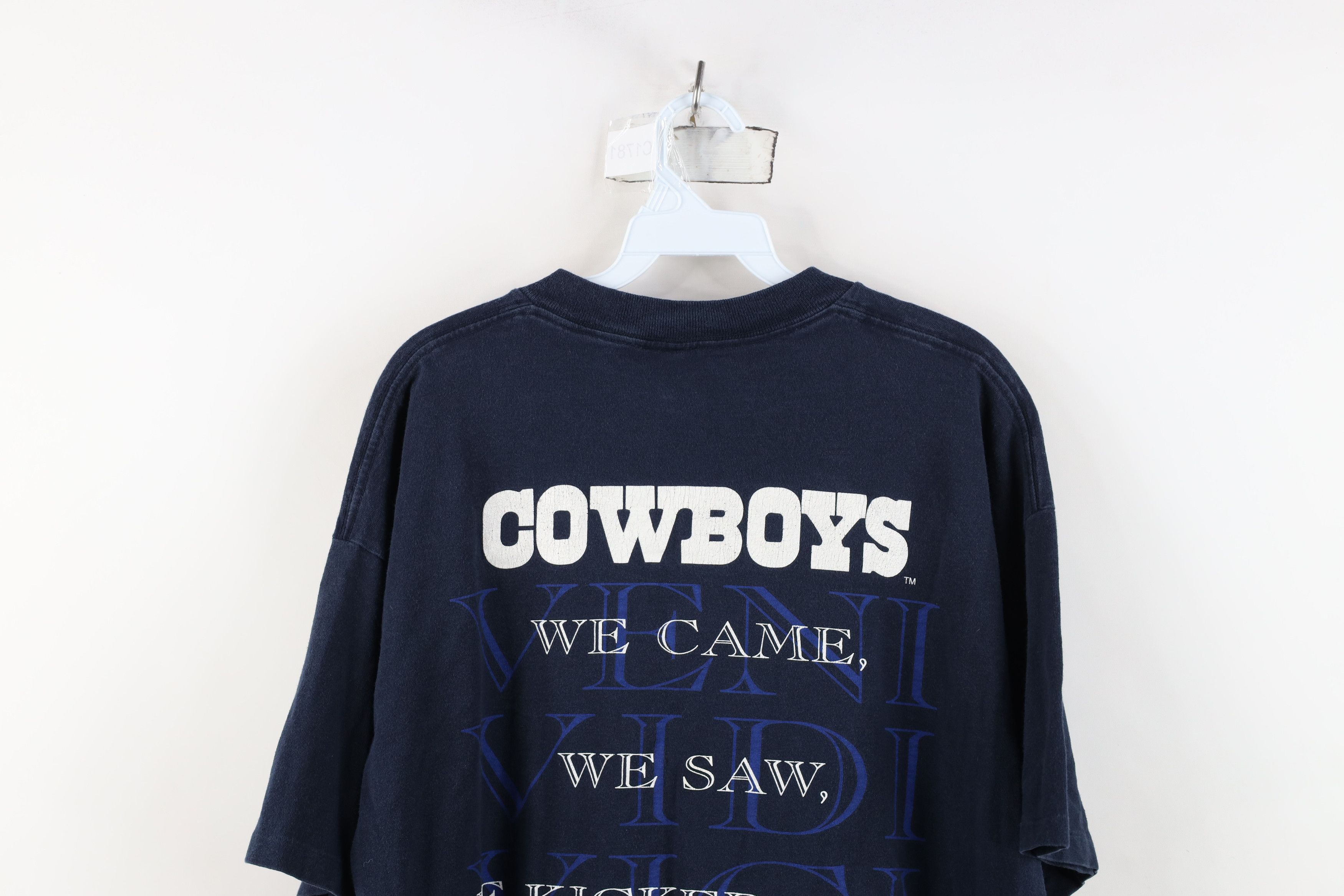Vintage Vintage 90s Dallas Cowboys Football Helmet T-Shirt Blue USA Size US XL / EU 56 / 4 - 14 Thumbnail