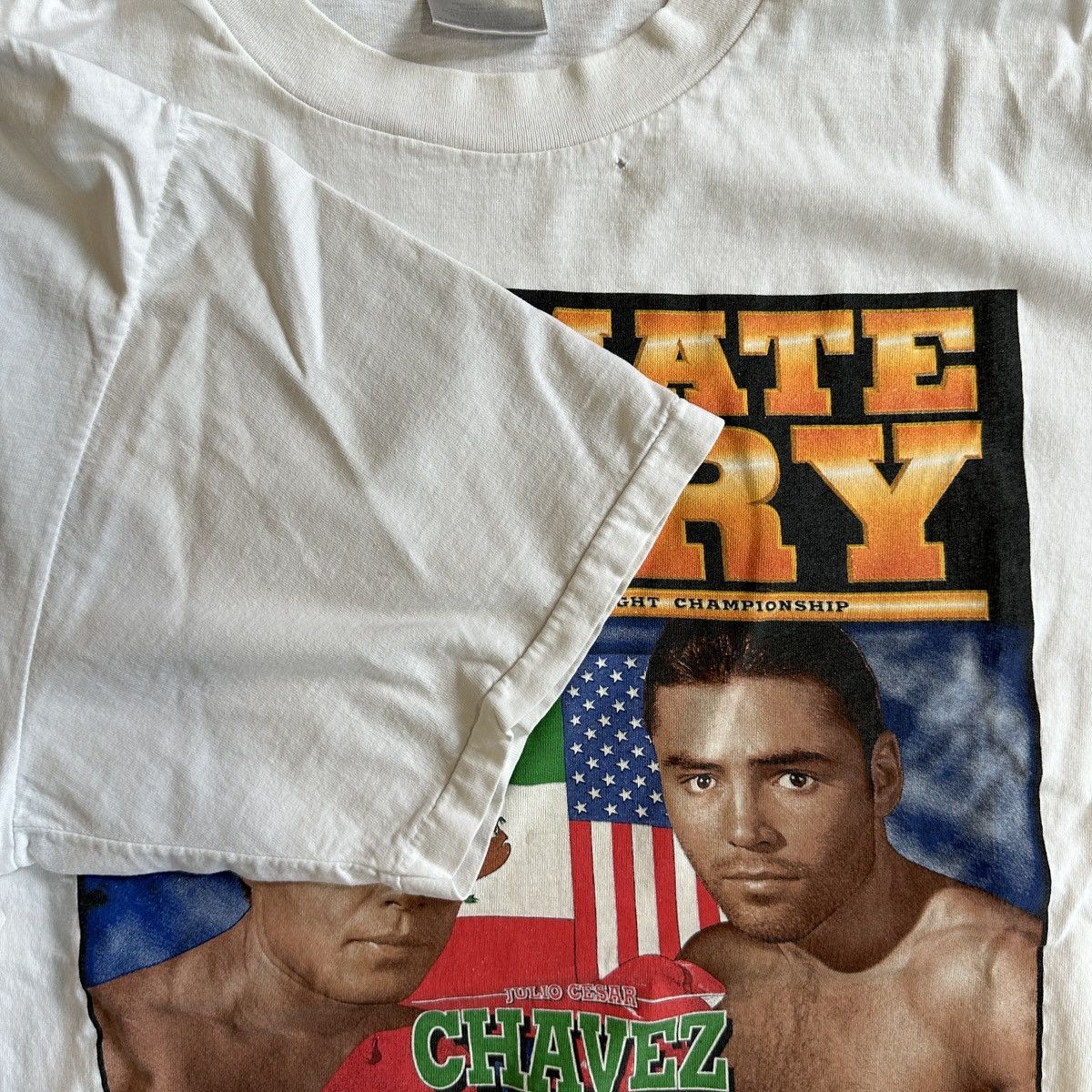 Rap Tees × Vintage 1996 De La Hoya Vs Chavez Boxing Promo White Ultimate Glory Size US XL / EU 56 / 4 - 3 Thumbnail