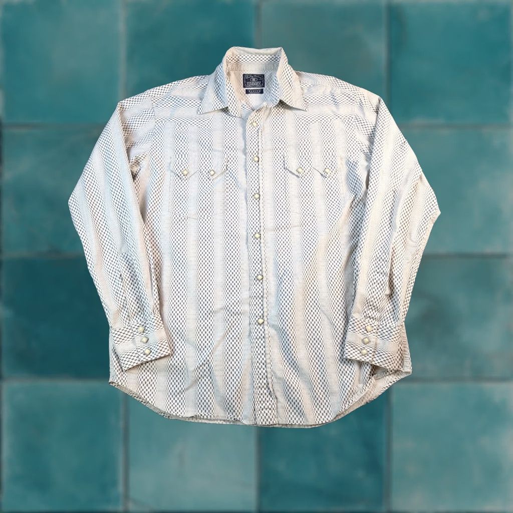 Lucky Brand Lucky Brand Western Dungarees Button-Up Shirt M Men White Plaid Long Sleeve Diamond Snaps 52in Chest Vintage: No Size US M / EU 48-50 / 2 - 1 Thumbnail