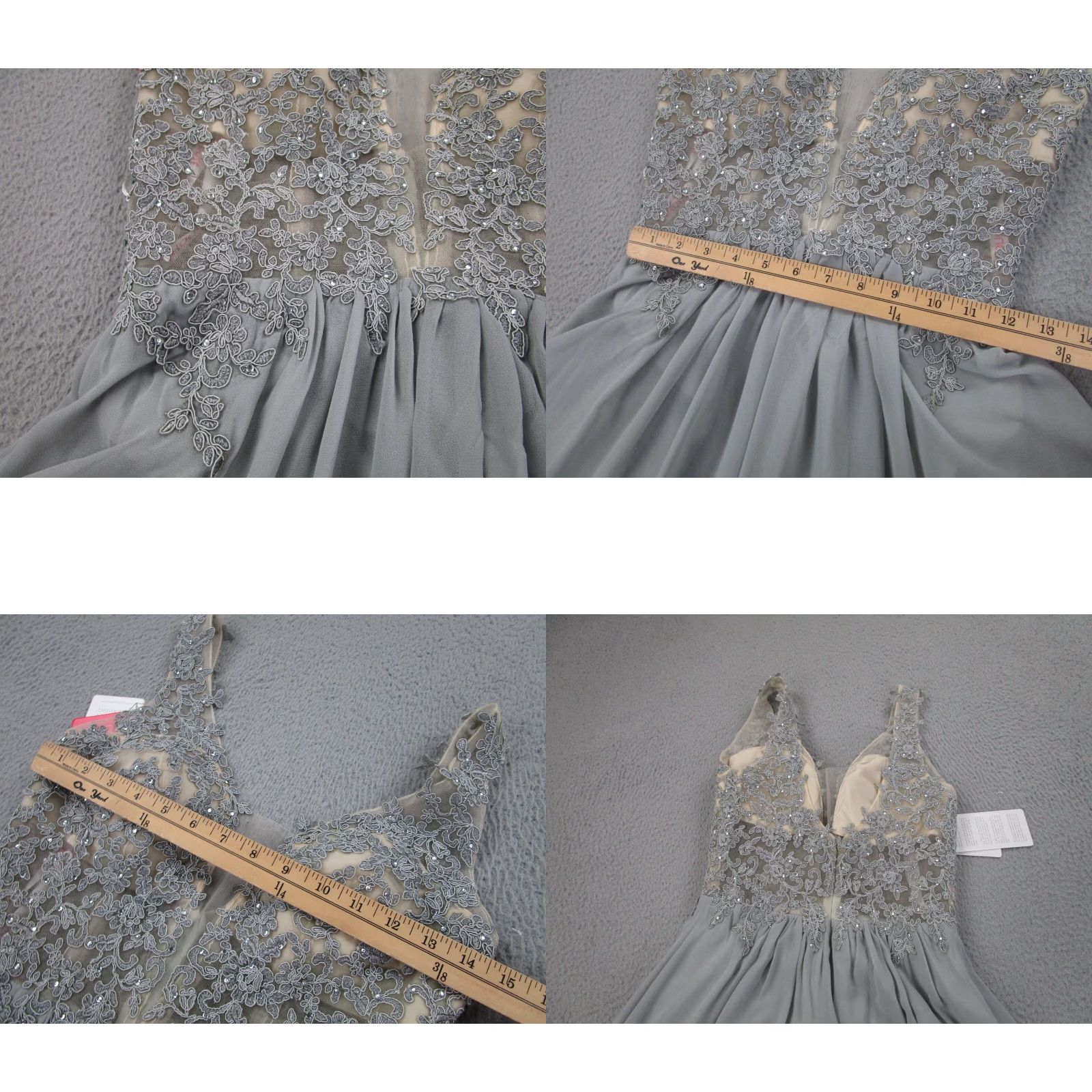 Vintage Fairy Princess Dress Womens 4 Gray Maxi Embroidery Sheer Whimsical Crochet Lace Dress Size S / US 4 / IT 40 - 8 Thumbnail