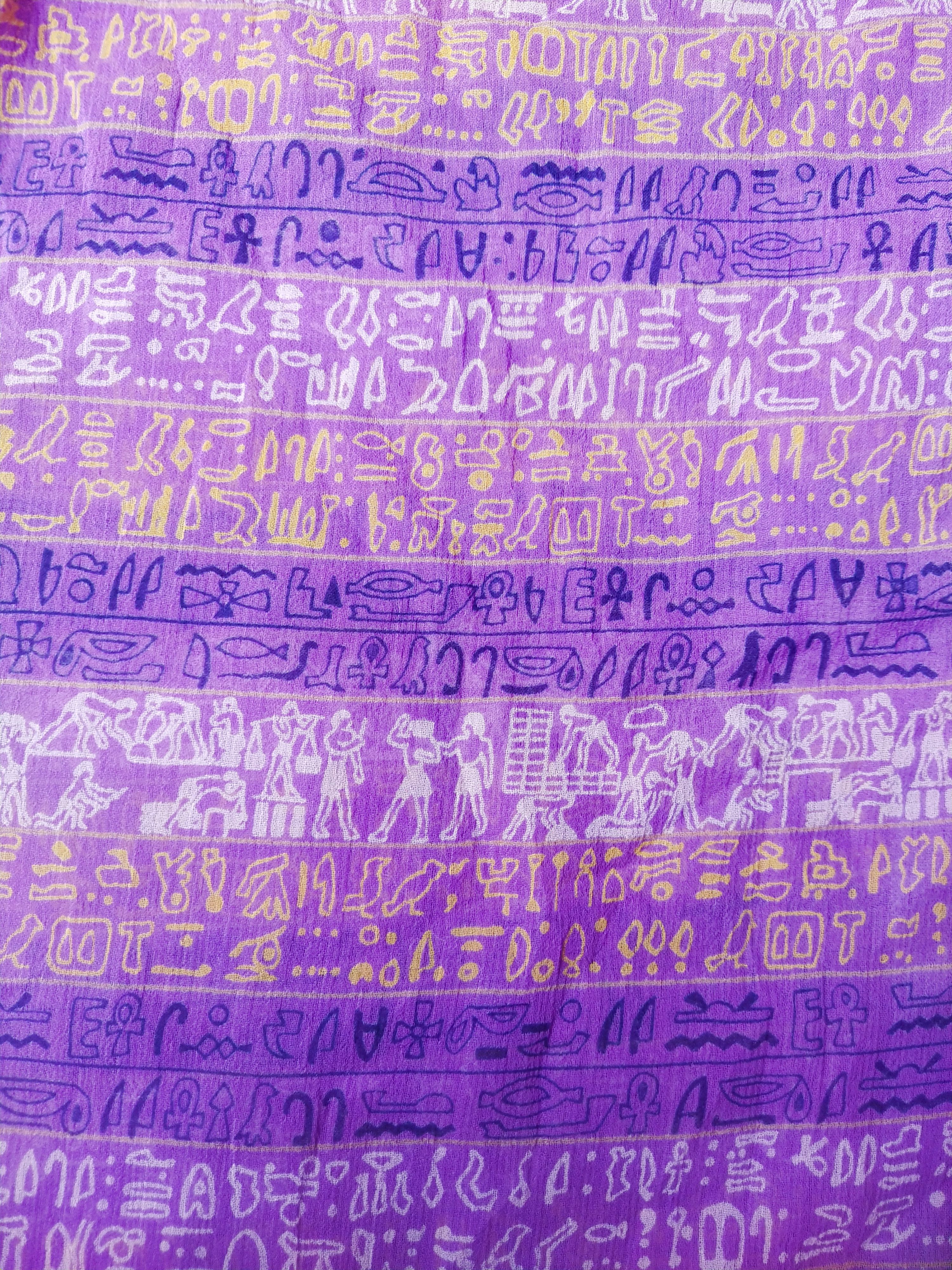 Vintage 1980s Egyptian Hieroglyph Sheer Purple Blouse Vintage Japan Size M / US 6-8 / IT 42-44 - 4 Thumbnail