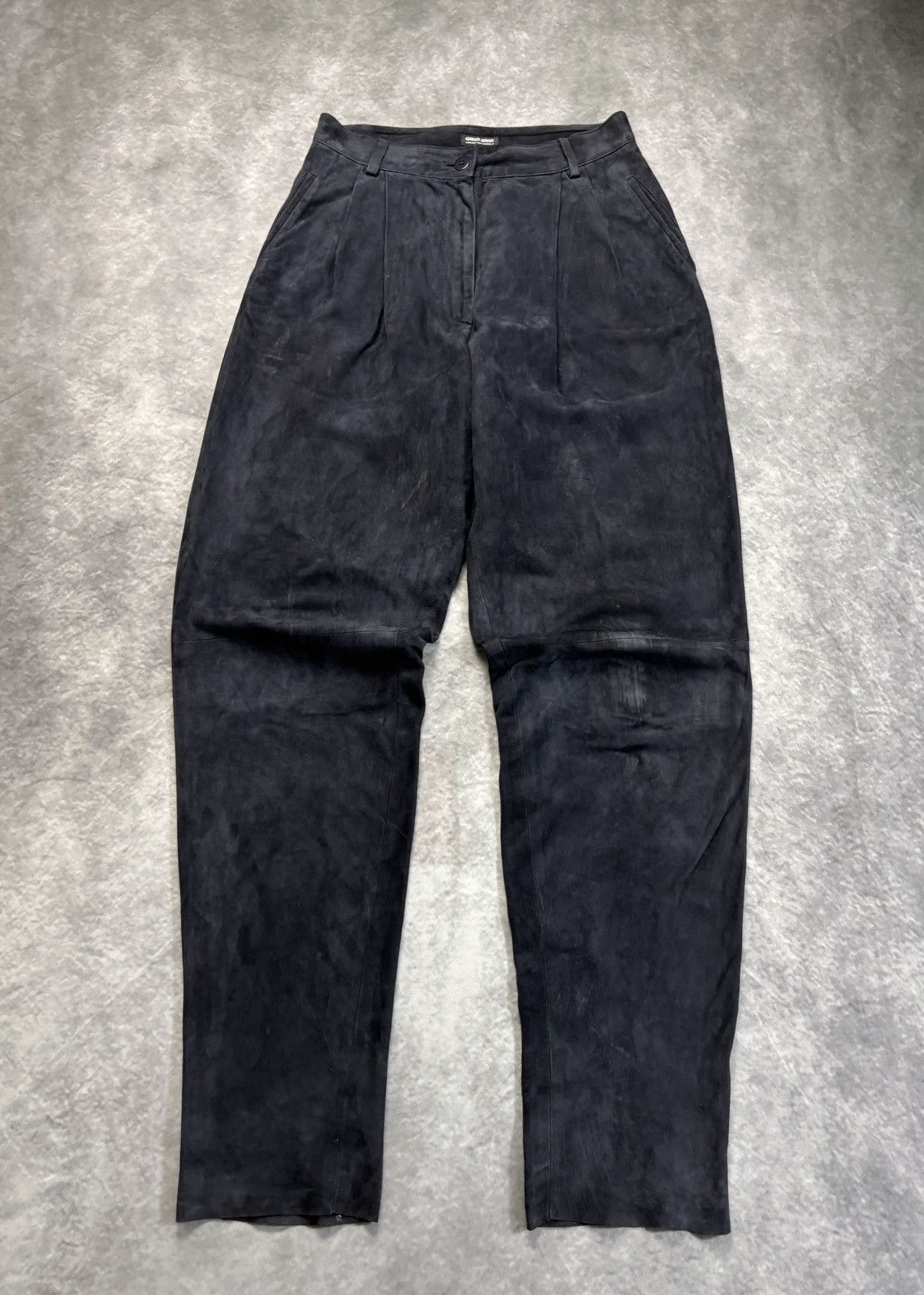 Giorgio Armani × Vintage 1980s Giorgio Armani Suede Pants Vintage Borgonuovo Black 44 Size 30" / US 8 / IT 44 - 2 Thumbnail