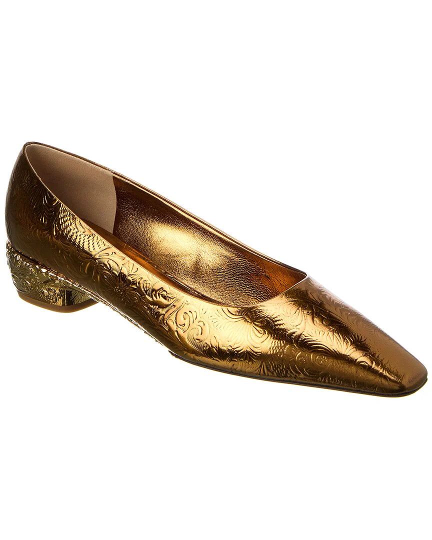 Salvatore Ferragamo o1s1rm0724 Riace Leather Pumps in Gold Size US 9.5 / IT 39.5 - 2 Thumbnail