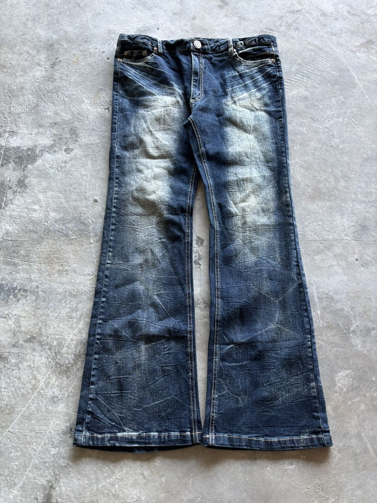 If Six Was Nine SU PU RE flare japanese jeans sick faded whiskered goth punk Size US 34 / EU 50 - 1 Thumbnail