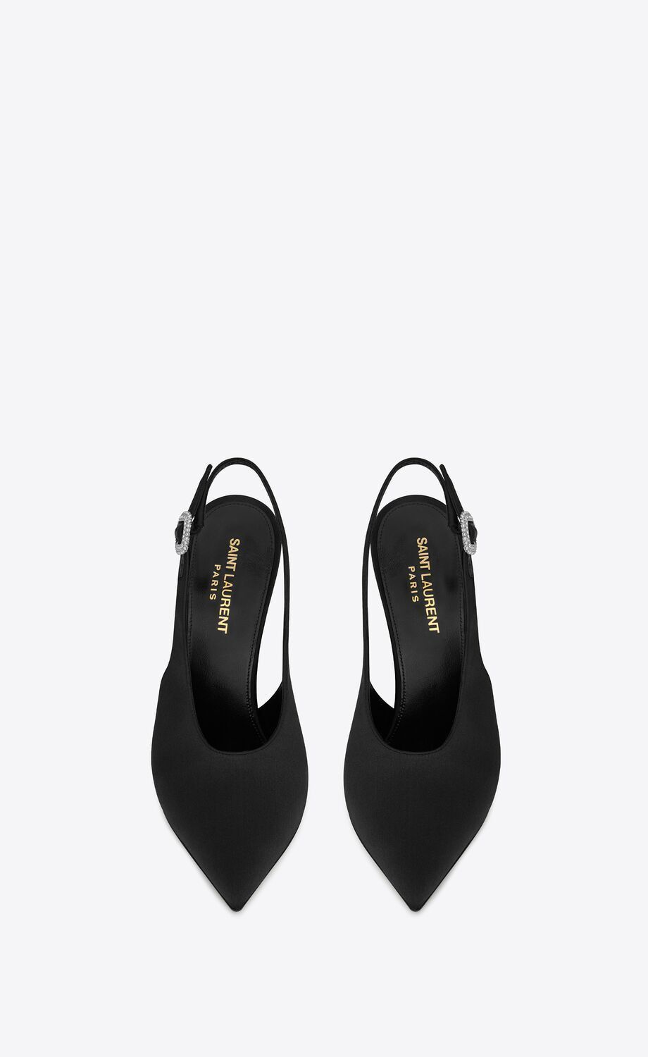 Saint Laurent Paris o1s1wg111124 Yasmeen Slingback Pumps in Silk Satin in Black Size US 7.5 / IT 37.5 - 2 Thumbnail