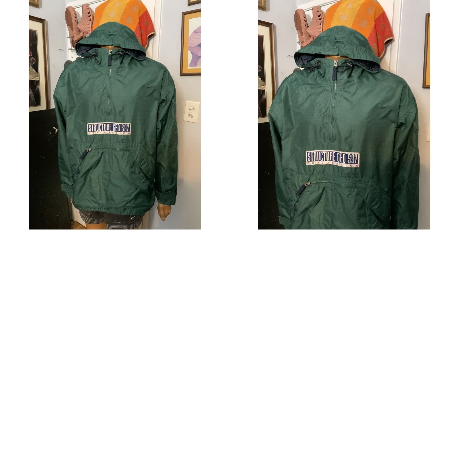Vintage VINTAGE Structure Geographic Team S97 90s Anorak 1/4 Zip Jacket Sz.S Green Mens Jacket Size US S / EU 44-46 / 1 - 8 Thumbnail