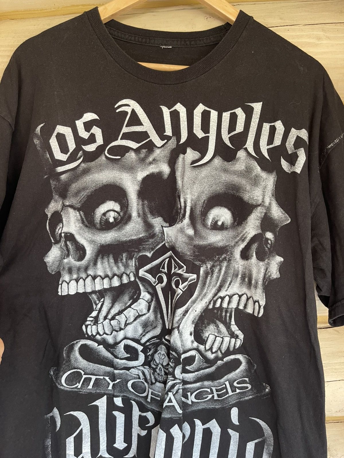 Vintage Los Angeles Big Scull Logo California black rap tee Size US L / EU 52-54 / 3 - 5 Thumbnail