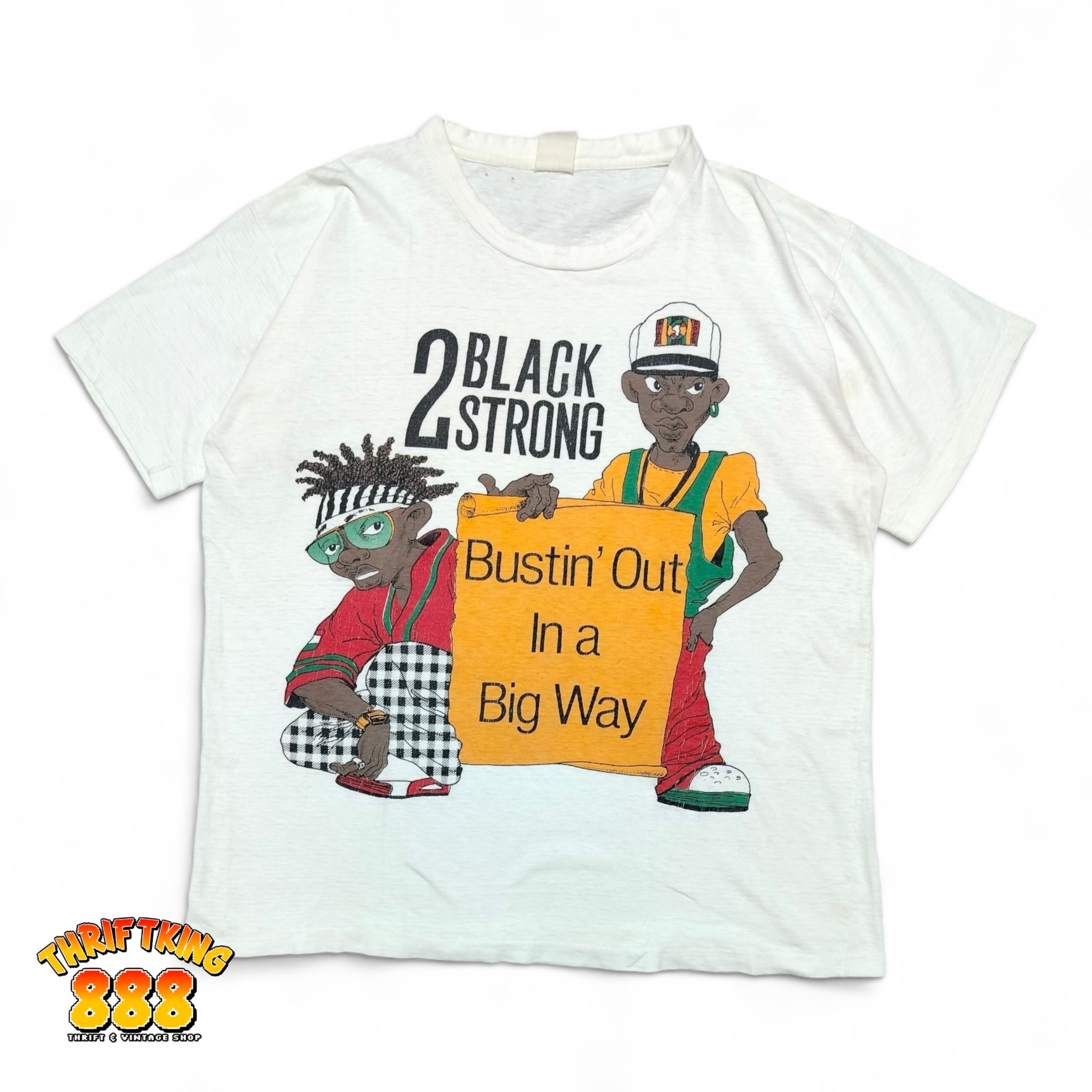 image of Rap Tees x Thrift Vintage 90's 2 Black 2 Strong - Black Power/history T-Shirt in White (Size XL)