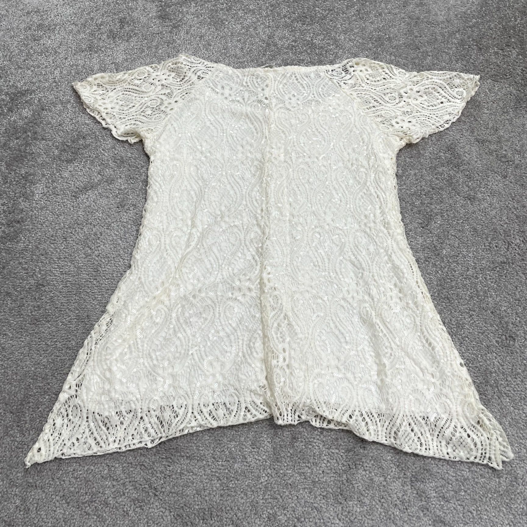 Vintage Brittany Black White Lace Sequin Tunic Blouse Womens Small Casual Size S / US 4 / IT 40 - 3 Thumbnail