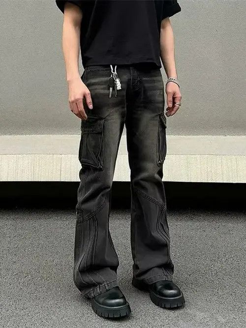Jean 90's Vintage Striped Cargo Baggy Jeans Size US 30 / EU 46 - 5 Thumbnail
