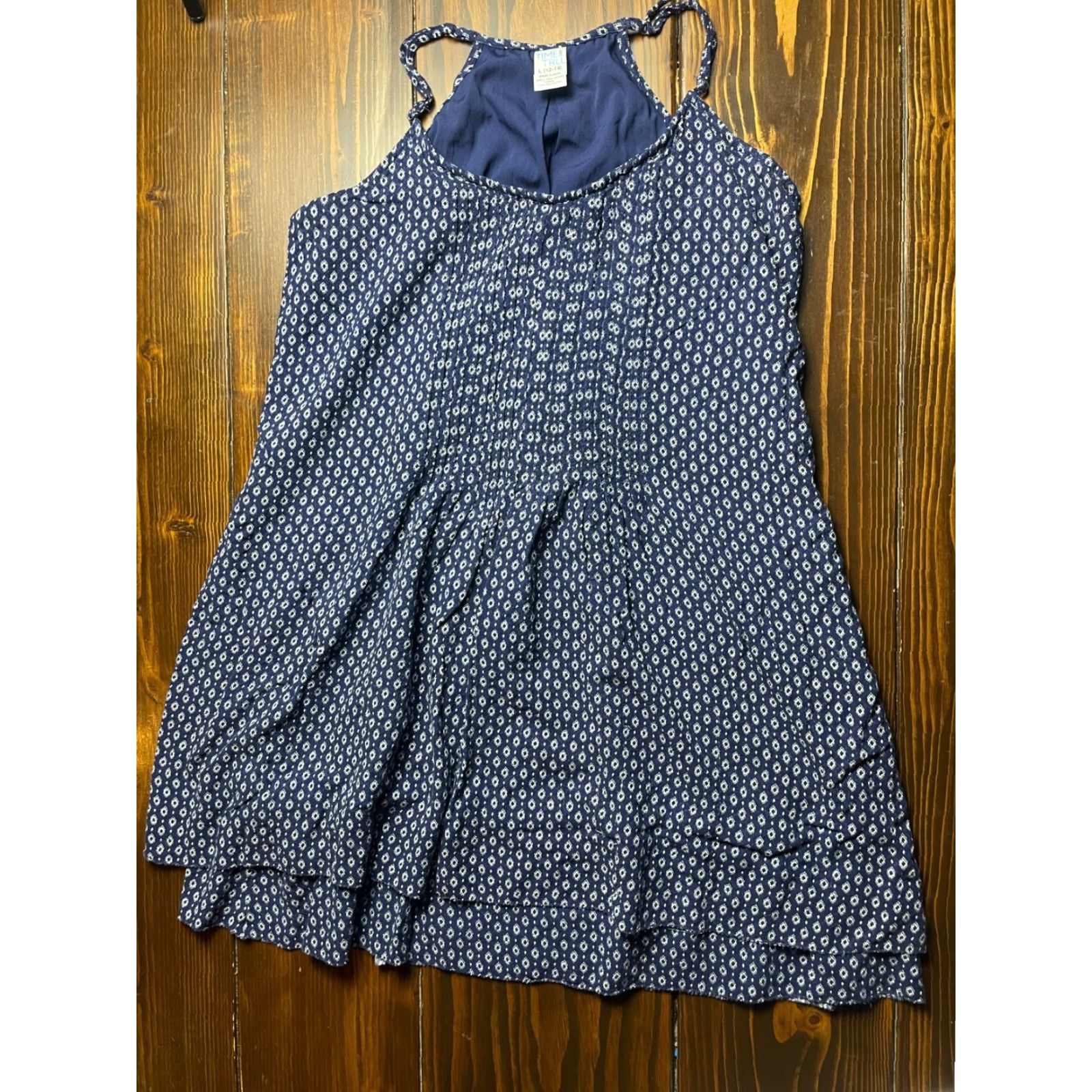 Vintage Time And Tru Shirt Women Large Blue White Sleeveless Halter Tunic Size L / US 10 / IT 46 - 2 Thumbnail