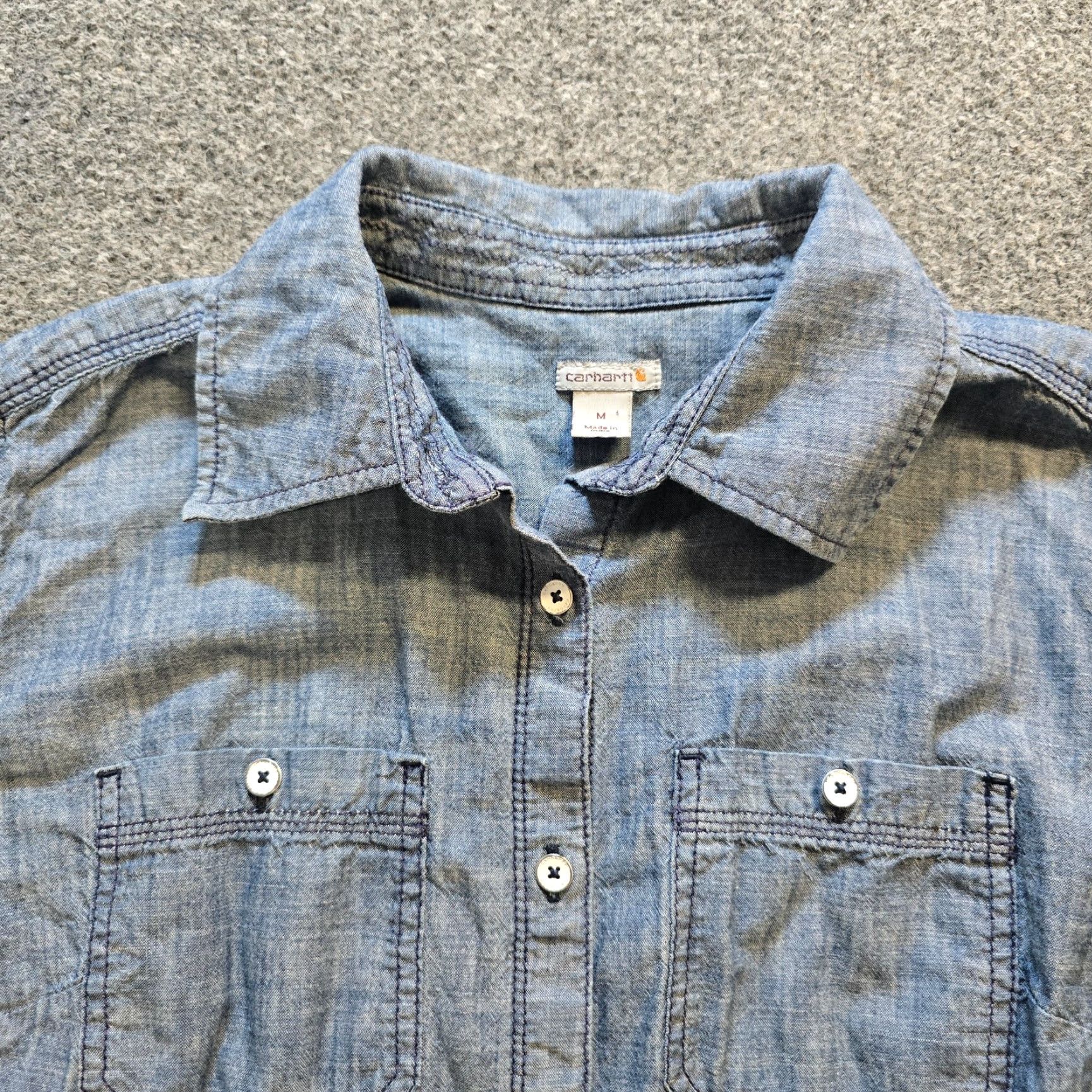 Carhartt Carhartt Top Womens Medium Blue Denim Button Up Long Sleeve Casual Shirt Size M / US 6-8 / IT 42-44 - 2 Thumbnail