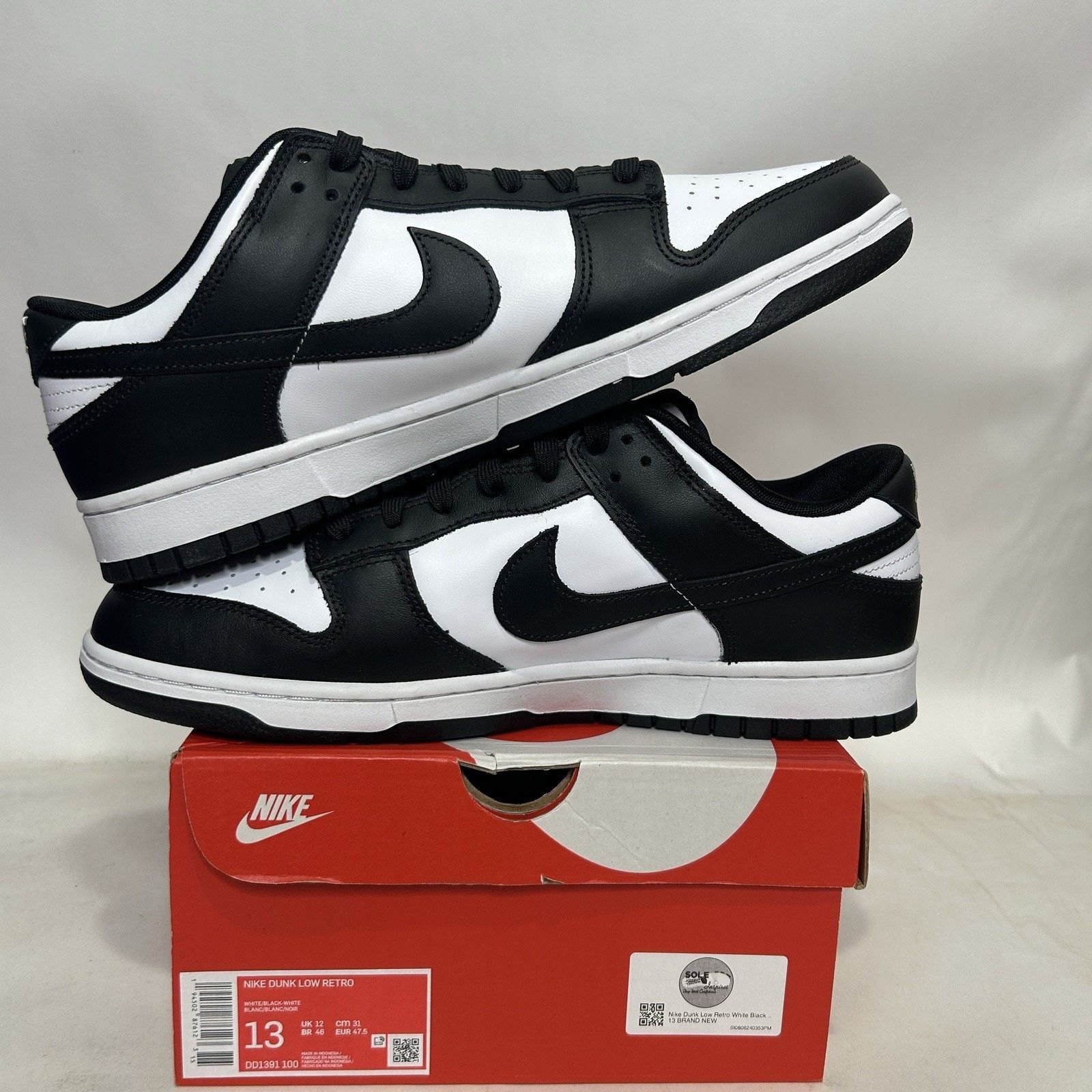 Nike Nike Dunk Low Retro “Black White/Panda” Size US 13 / EU 46 - 3 Thumbnail
