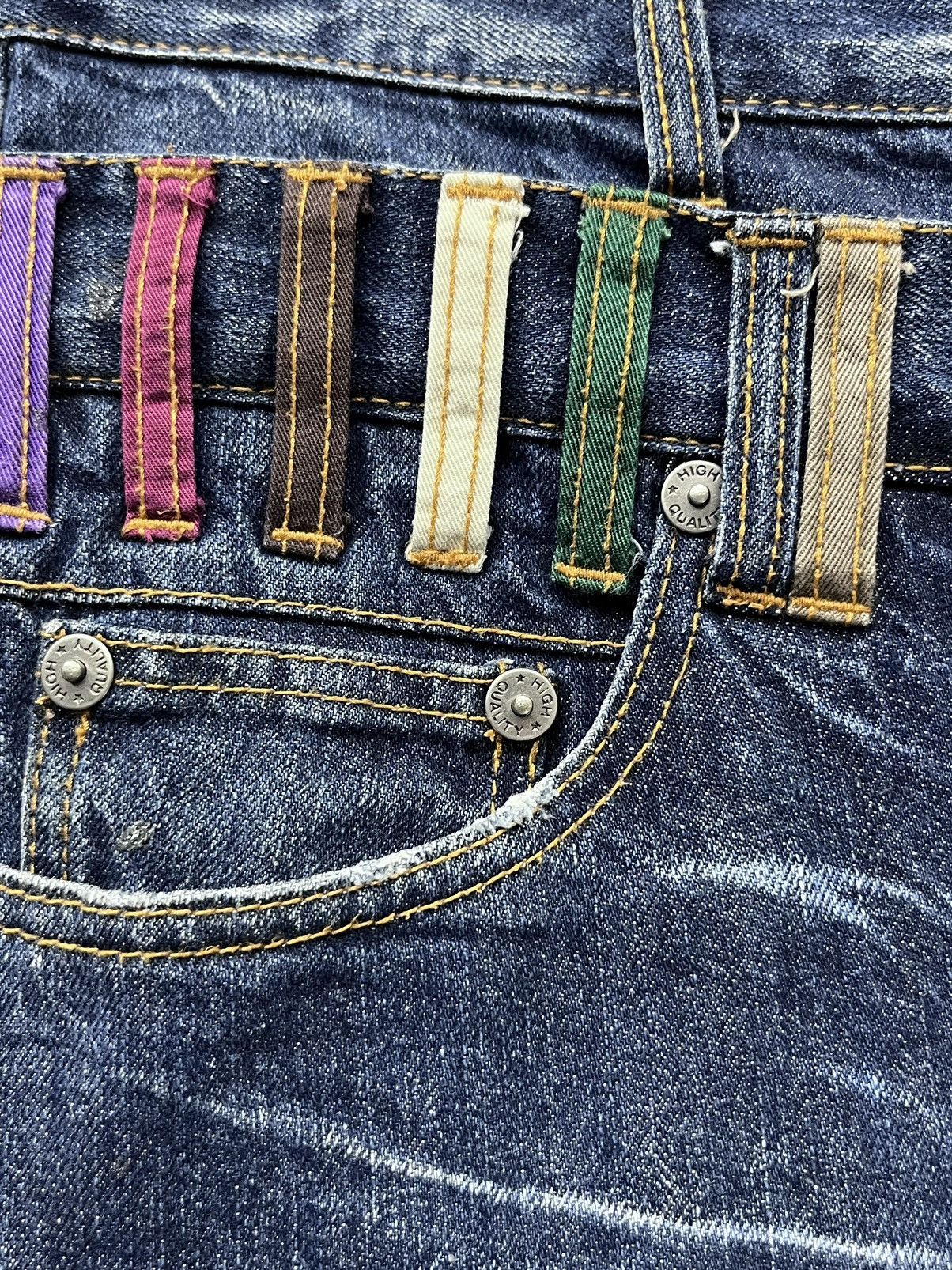 Fragment Design NYLAUS Punk Double Waist Brilliant Blue Silver Splash Denim Size US 31 - 14 Thumbnail