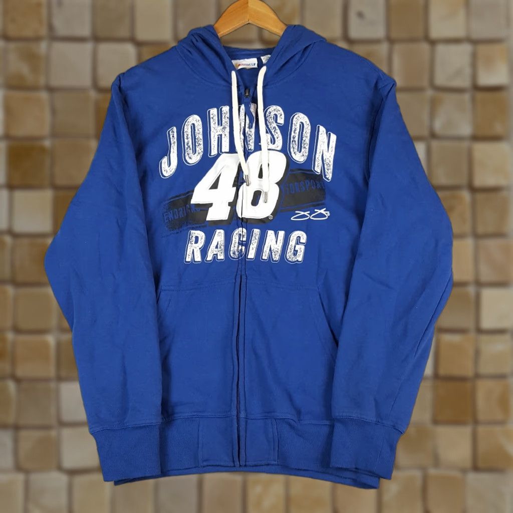 NASCAR VINTAGE NASCAR Jimmie Johnson Hoodie Shirt Men L Blue Crewneck Hooded Pullover Sweatshirt 90s College Sports USA Size US L / EU 52-54 / 3 - 1 Thumbnail