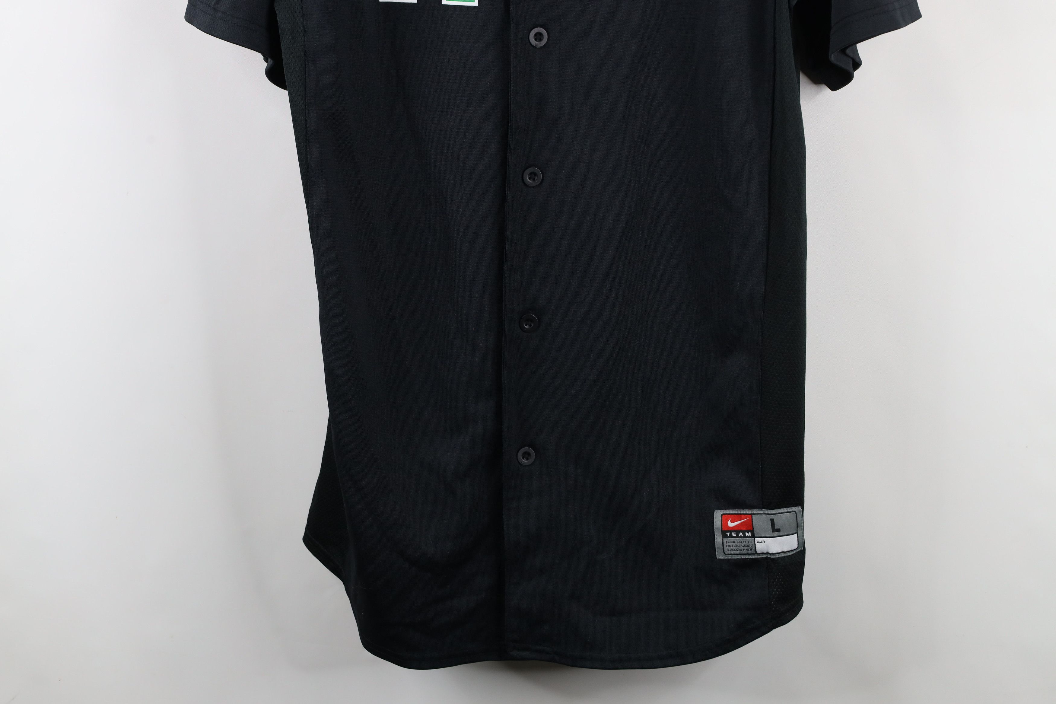 Nike × Vintage Nike Monogram Logo Baseball Jersey Shirt Black Polyester Size US L / EU 52-54 / 3 - 3 Thumbnail