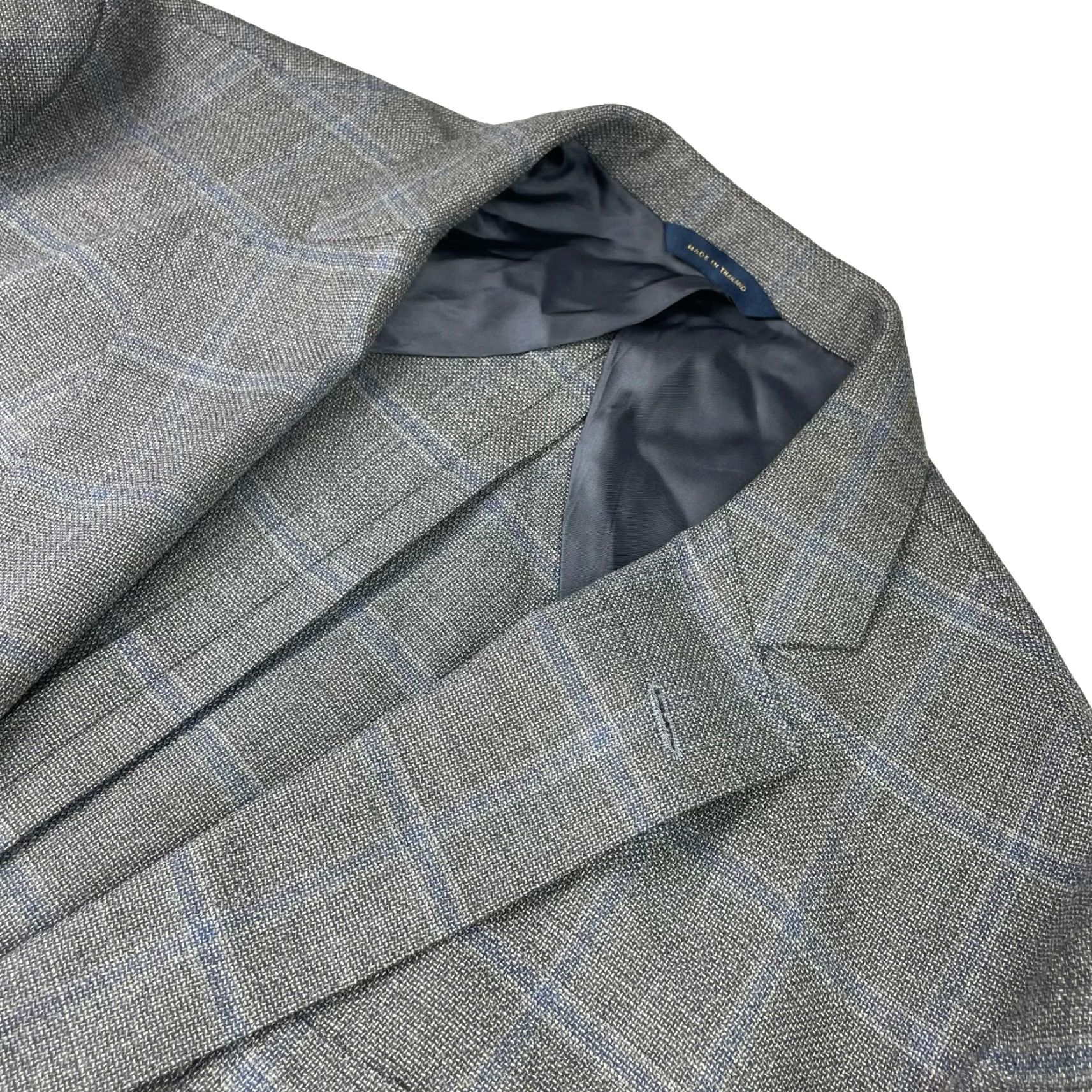 Brooks Brothers VINTAGE Brooks Brothers Blazer 42R Men Wool Plaid Notch Lapel 2-Button 4-Button Sleeve Double-Vented Gray Blue Windowpane Regular Fit Jeg/Nope Size 42R - 2 Thumbnail