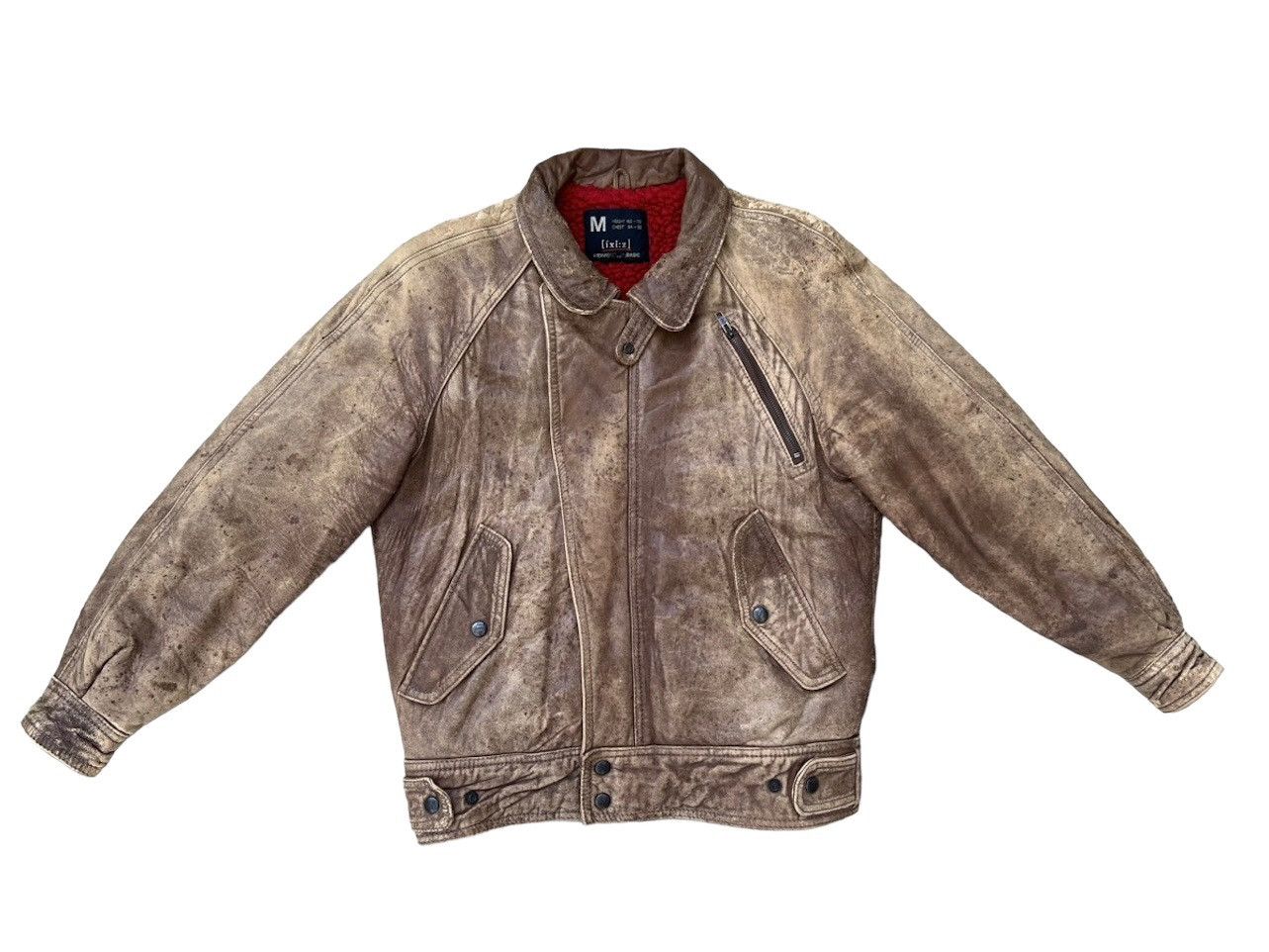 Leather Vintage 80s ixi:z Distress Patina Leather Lined Moto Jacket Size US M / EU 48-50 / 2 - 1 Thumbnail
