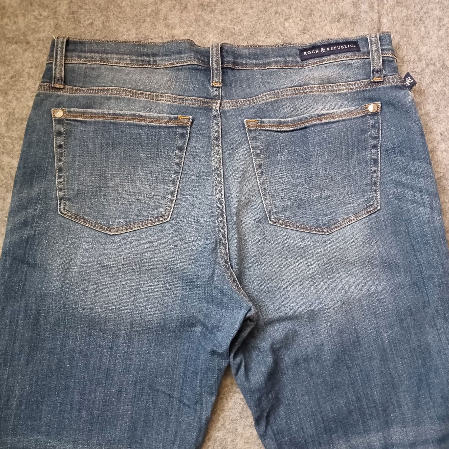 Vintage Rock & Republic Jeans 16 M Blue Indee Straight Distressed Logo Stud Pocket Denim Jeans Size 38" / US 16 / IT 52 - 3 Thumbnail