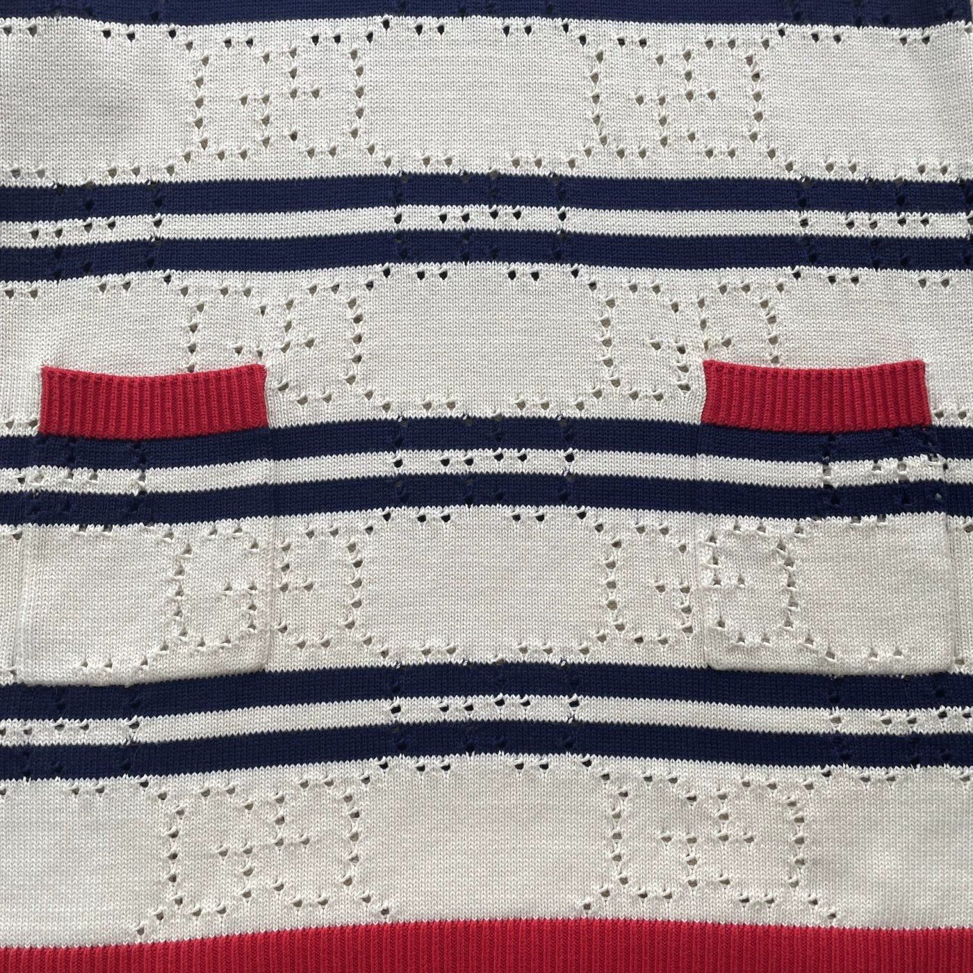 Gucci GUCCI SS22 Knit Stripe Polo Neck Short Dress Women's Ivory S Size S / US 4 / IT 40 - 3 Thumbnail