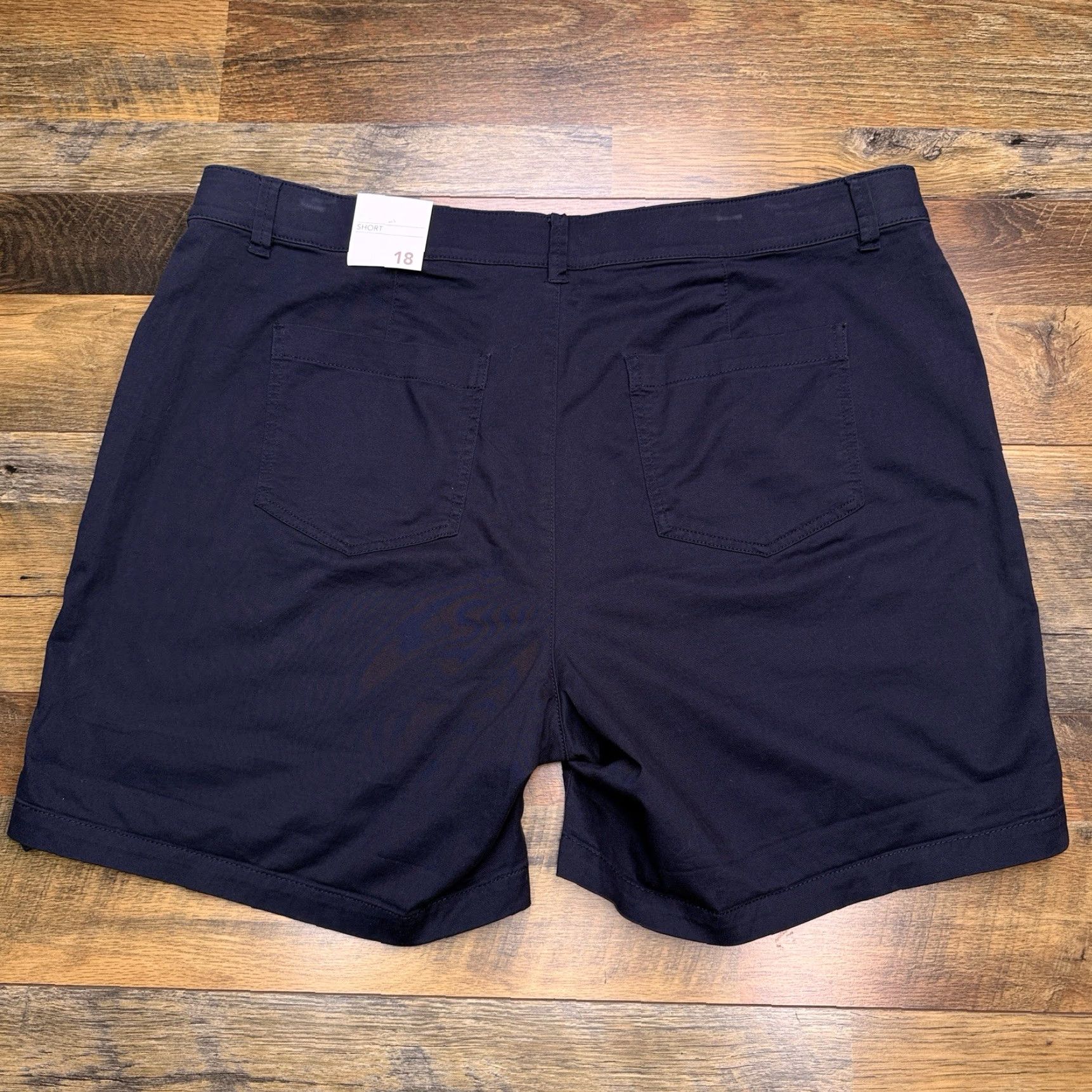 Vintage Lane Bryant Chino Shorts Womens 18 Navy High Rise Stretch Elastic Waist Casual Slim? (Note: original may not include all elements) Size 40" / US 18 - 2 Thumbnail