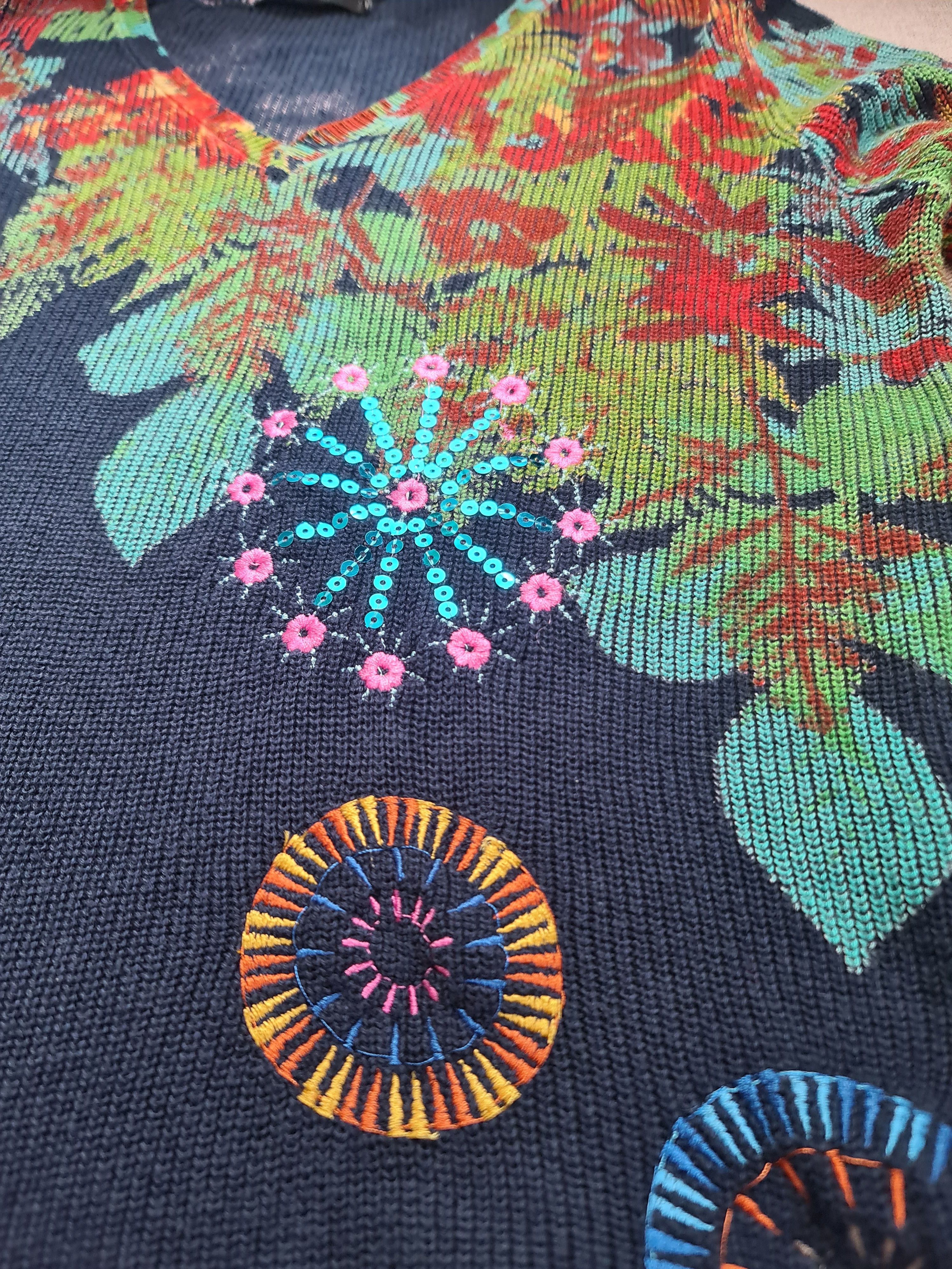 Desigual Vintage Desigual Y2K Flowers Print Sweater Size L / US 10 / IT 46 - 9 Thumbnail
