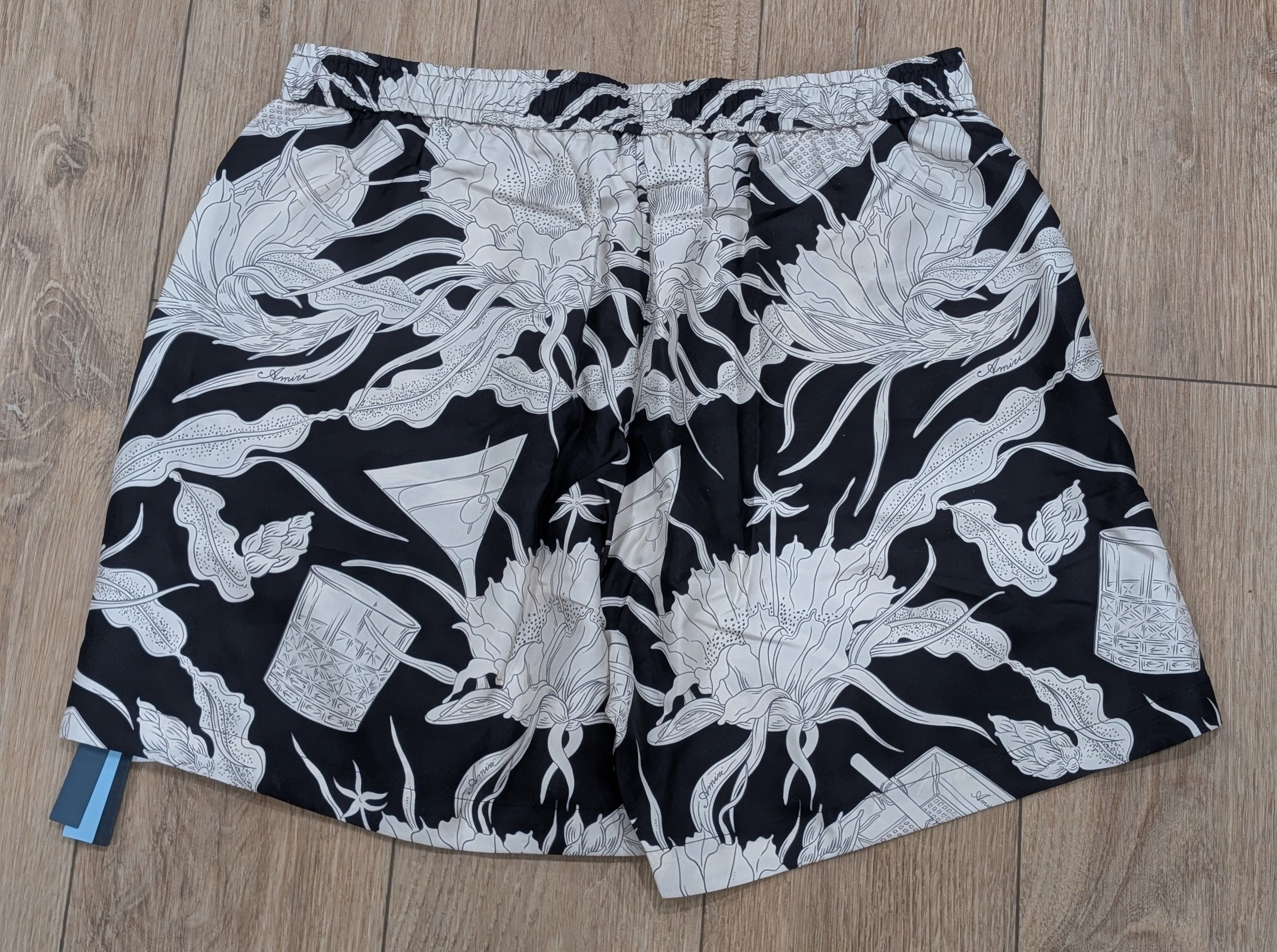 Amiri AMIRI Floral Glossy Silk Shorts Black Multi XL Size US 36 / EU 52 - 3 Thumbnail