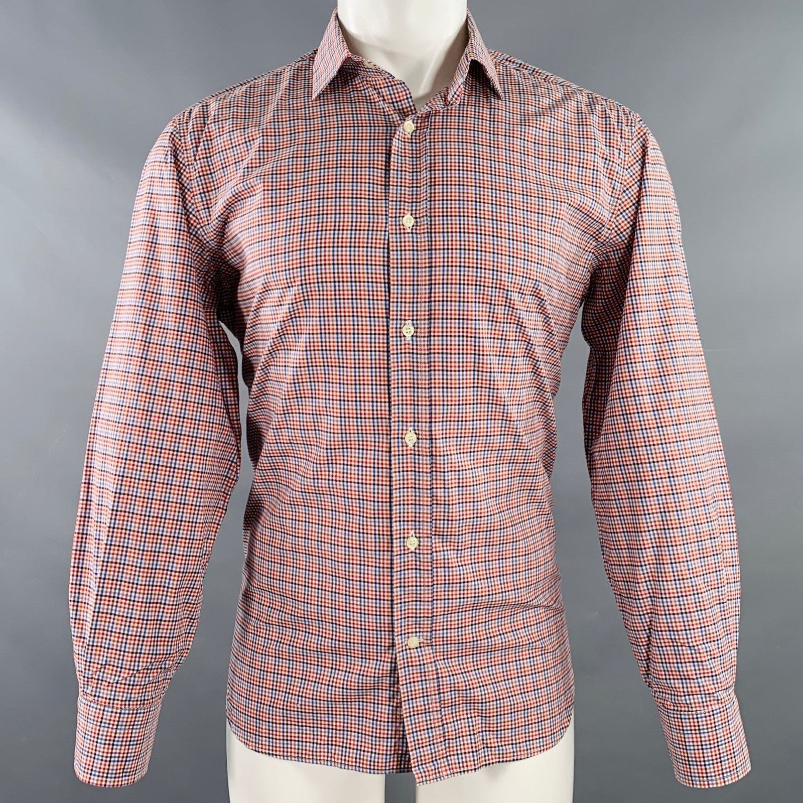 Culturata Size M Red Blue White Plaid Cotton Long Sleeve Shirt Size US M / EU 48-50 / 2 - 1 Thumbnail