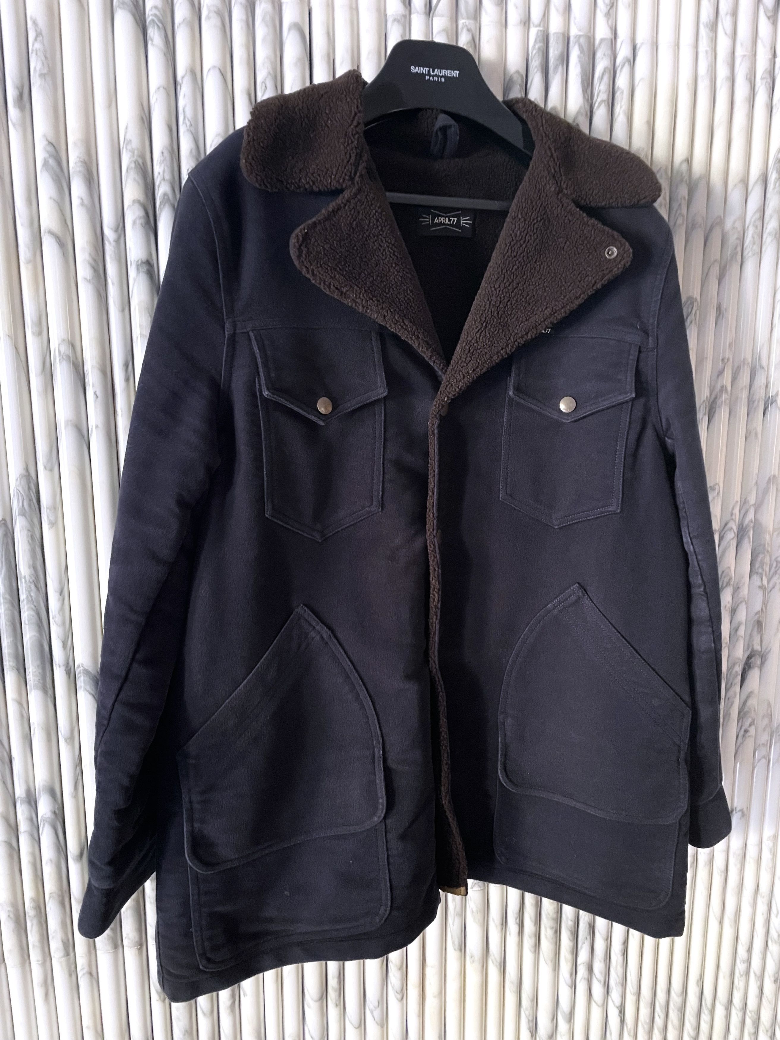 April 77 SHEARLING LINED VEGAN SUEDE PEA COAT Size US L / EU 52-54 / 3 - 3 Thumbnail
