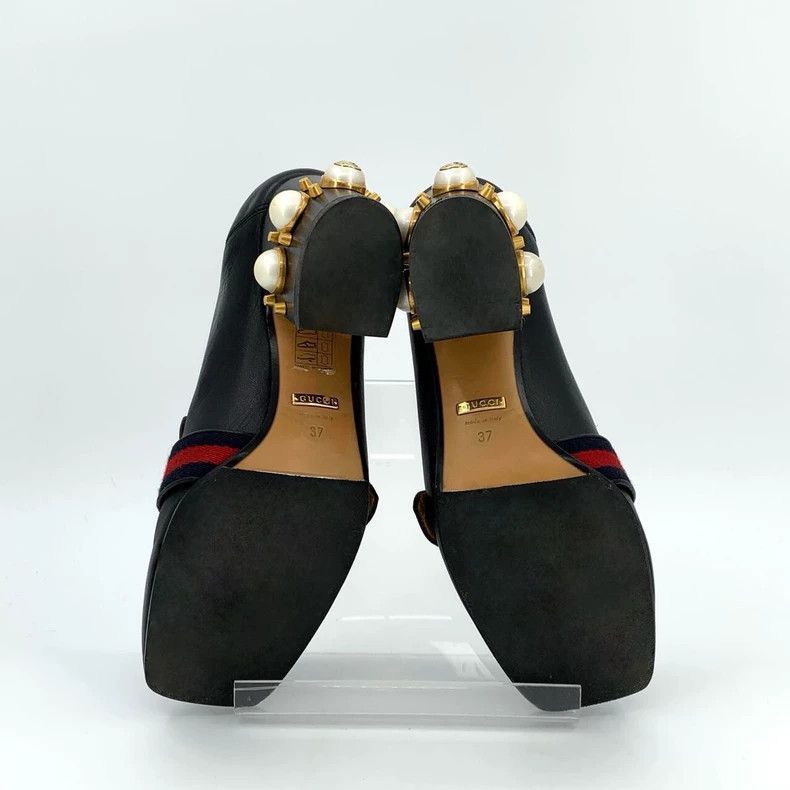 Gucci Gucci Black High Heel Shoes with Pearl Detail-2506 Size US 7 / IT 37 - 5 Thumbnail