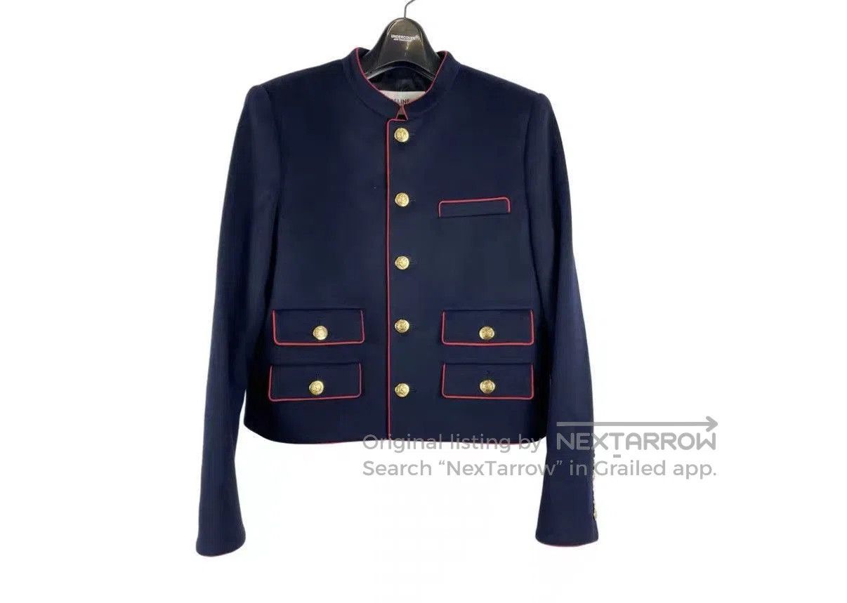 Celine Blue Structured Jacket with Gold Buttons and Red Trim. Size US XXS / EU 40 - 1 Thumbnail