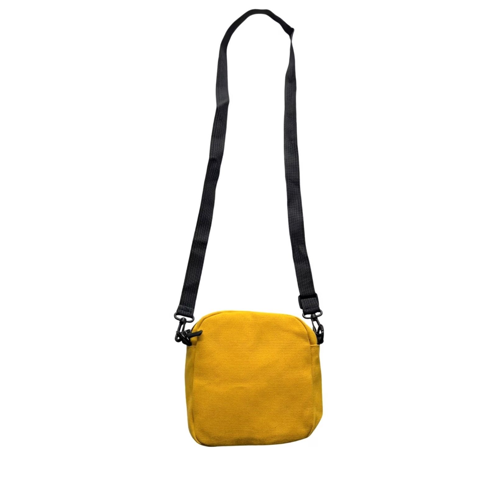 Vintage Yellow Canvas Crossbody Bag Shark Graphic & Adjustable Strap Womens 6.5" Canvas Exterior Zippered Pocket 9708 Size ONE SIZE - 2 Thumbnail