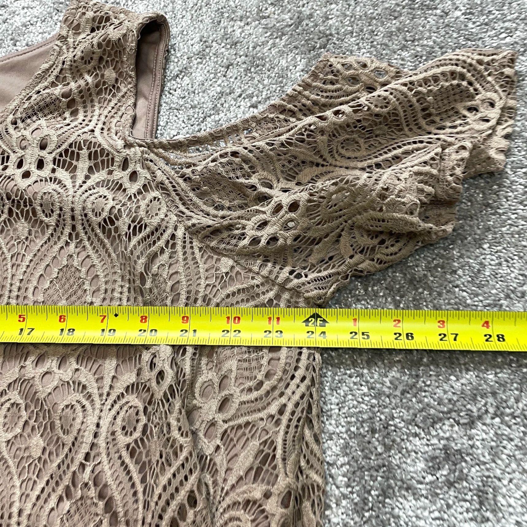 Vintage Brittany Black Blouse Shirt Womens 3X Bronze Brown Cold Shoulder Sleeve Lace Knit Nylon Spandex Solid Size XXL / US 16-18 / IT 52-54 - 7 Thumbnail