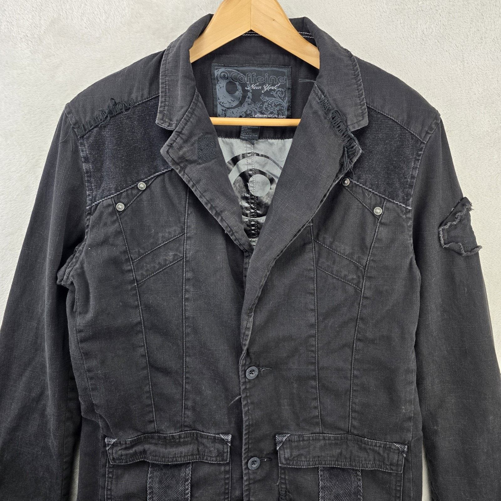 Other Vintage Caffeine New York Jacket Large Distressed Rave Y2K Size L / US 10 / IT 46 - 3 Thumbnail