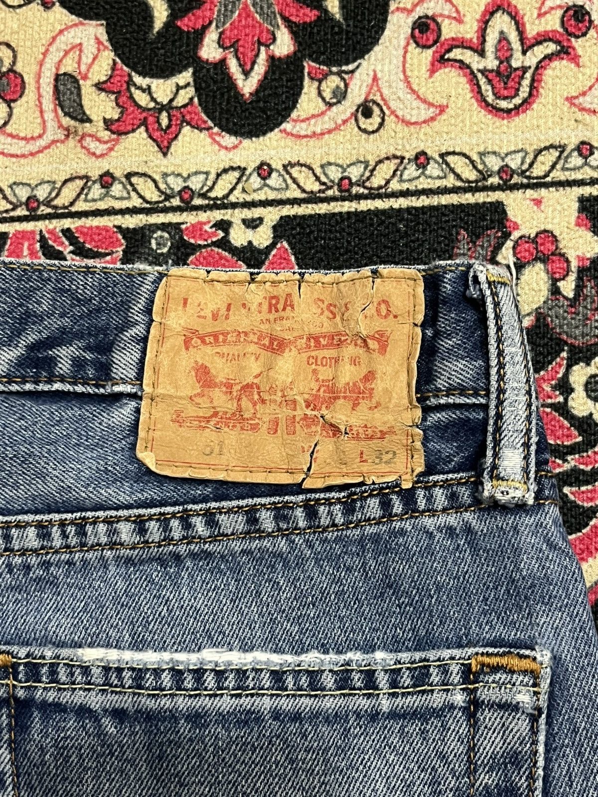 Levi's ⚡️Distressed⚡️Vintage Levi’s 551 Blue Washed Frayed Leg Jeans Size US 31 - 8 Thumbnail
