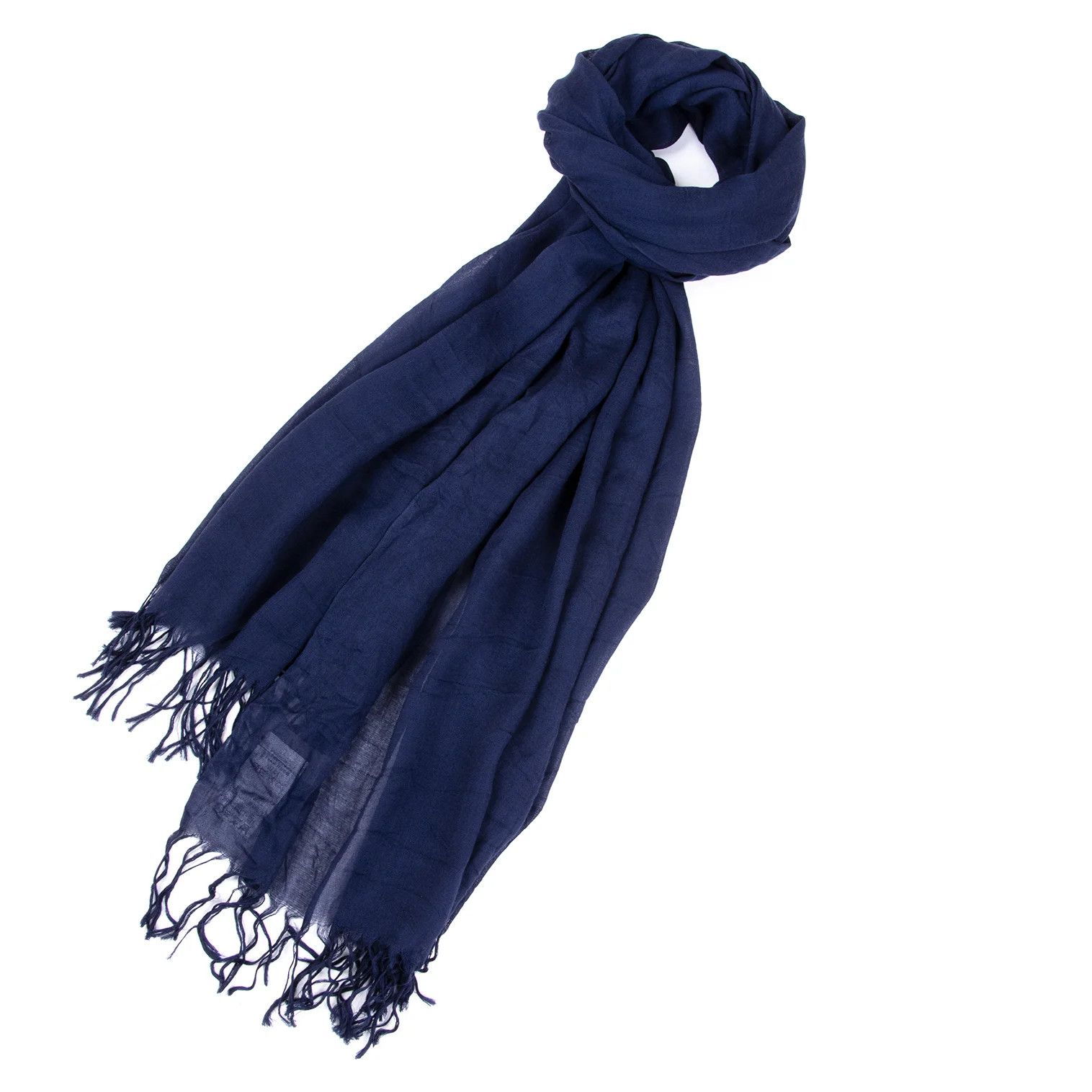 Yohji Yamamoto Yohji Yamamoto Bamboo Nylon Fringe Stole Navy Size ONE SIZE - 1 Thumbnail