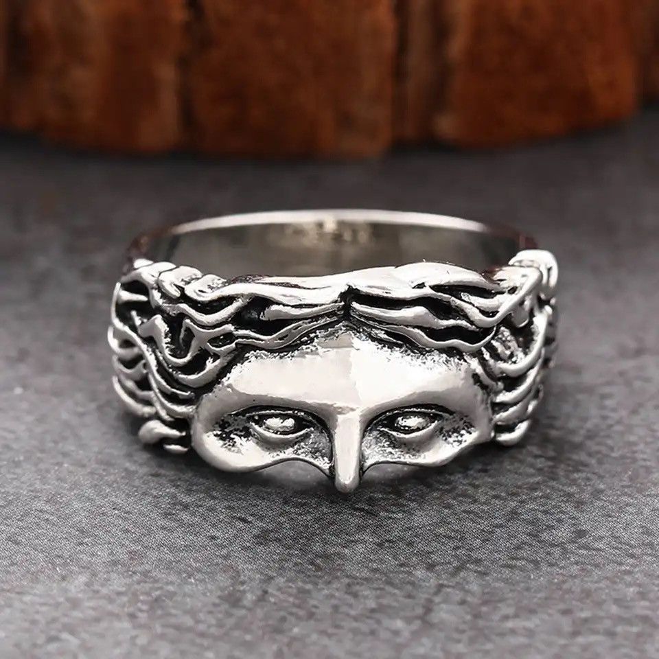 Jewelry × Vintage New Vintage Brass Religious Belief Jesus Head Ring Size ONE SIZE - 3 Thumbnail