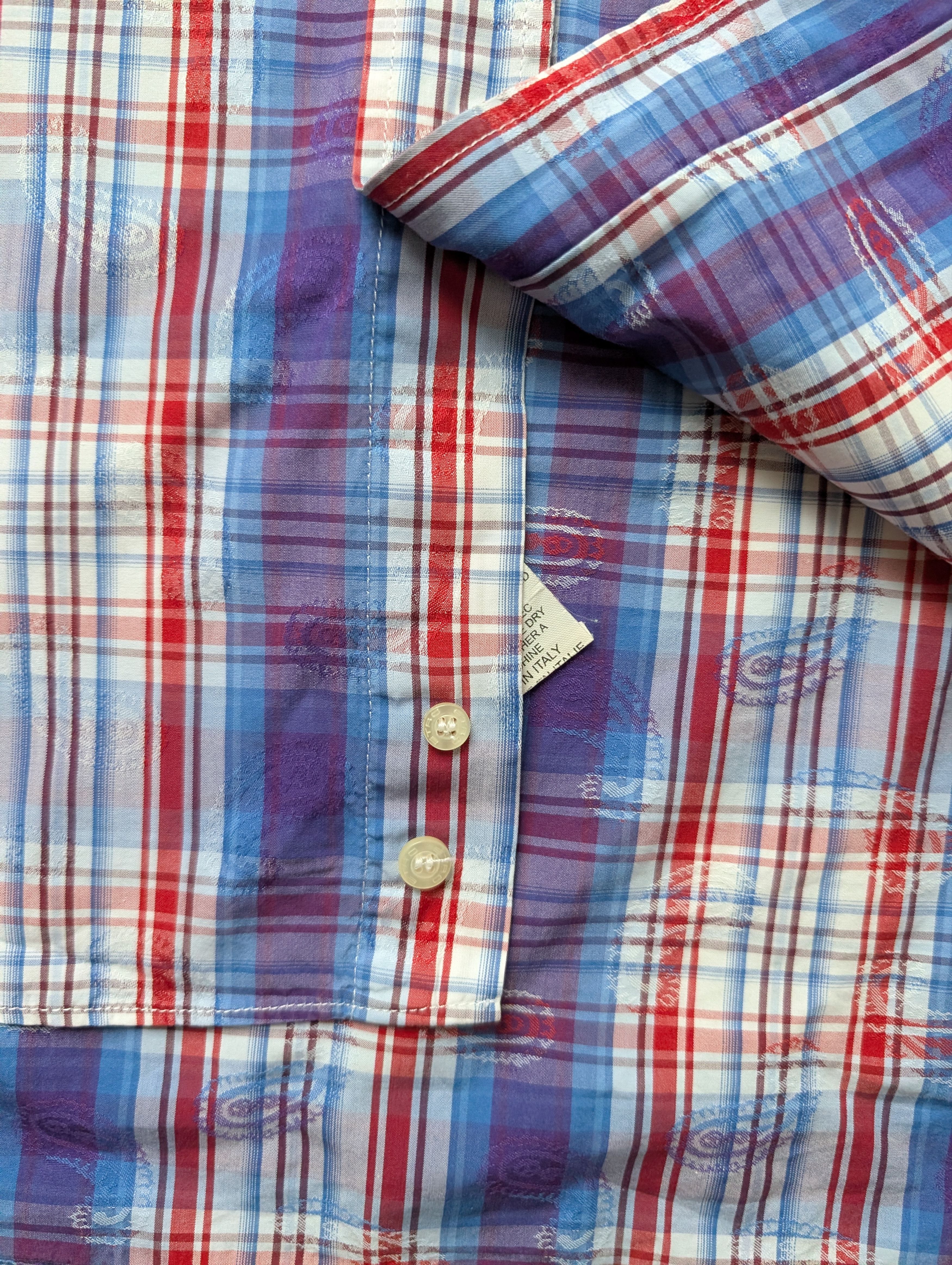 Etro Etro Shirt 42 Paisley Blue Red Check Cotton Long Sleeve Size US XL / EU 56 / 4 - 6 Thumbnail